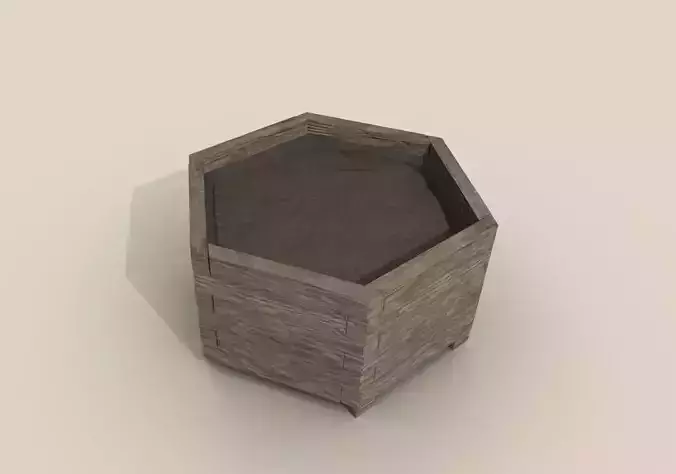 Hexagonal Planting Box Low Poly PBR