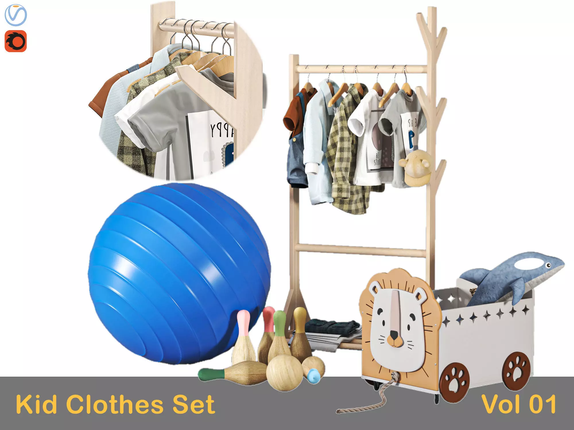 Kid Clothes set 03 3D model