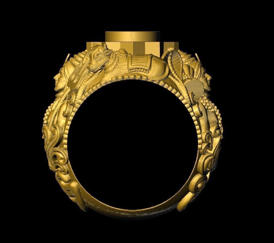 Shiv Nandi Ring  3D print model_2