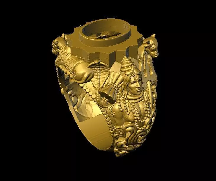 Shiv Nandi Ring  3D print model_0