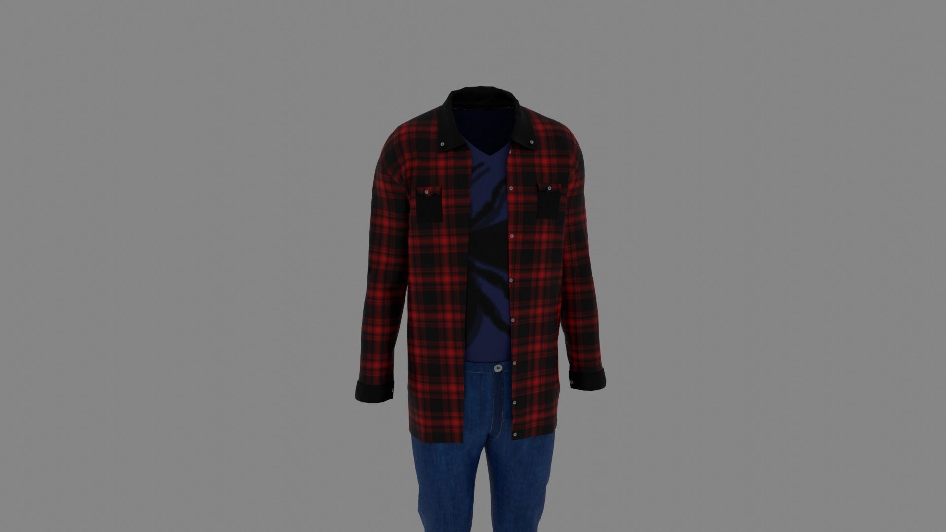 Man Clothes Low-poly 3D model_6