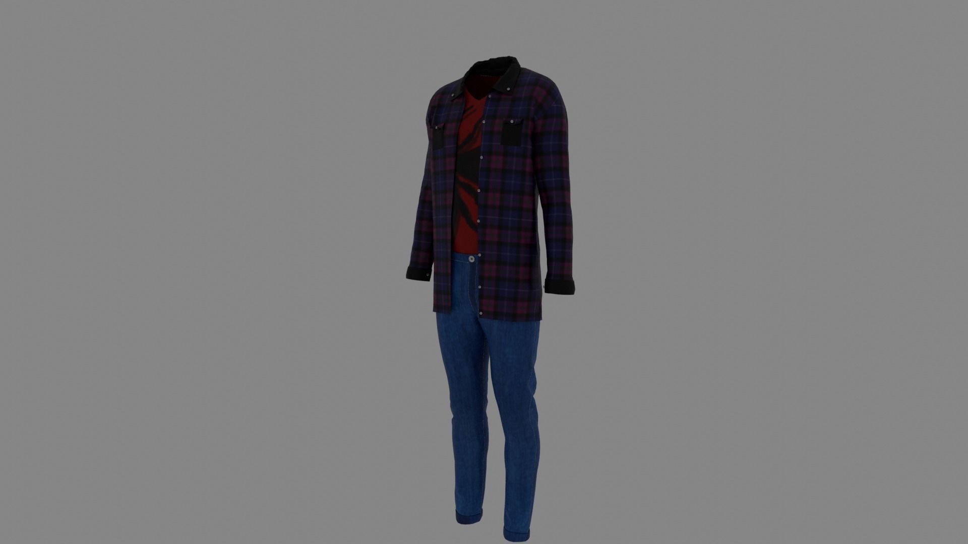 Man Clothes Low-poly 3D model_1