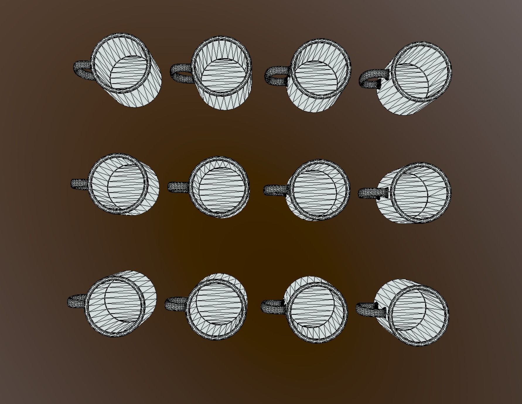 12 Mugs Porcelain PBR Low Poly VR AR Low-poly 3D model_11