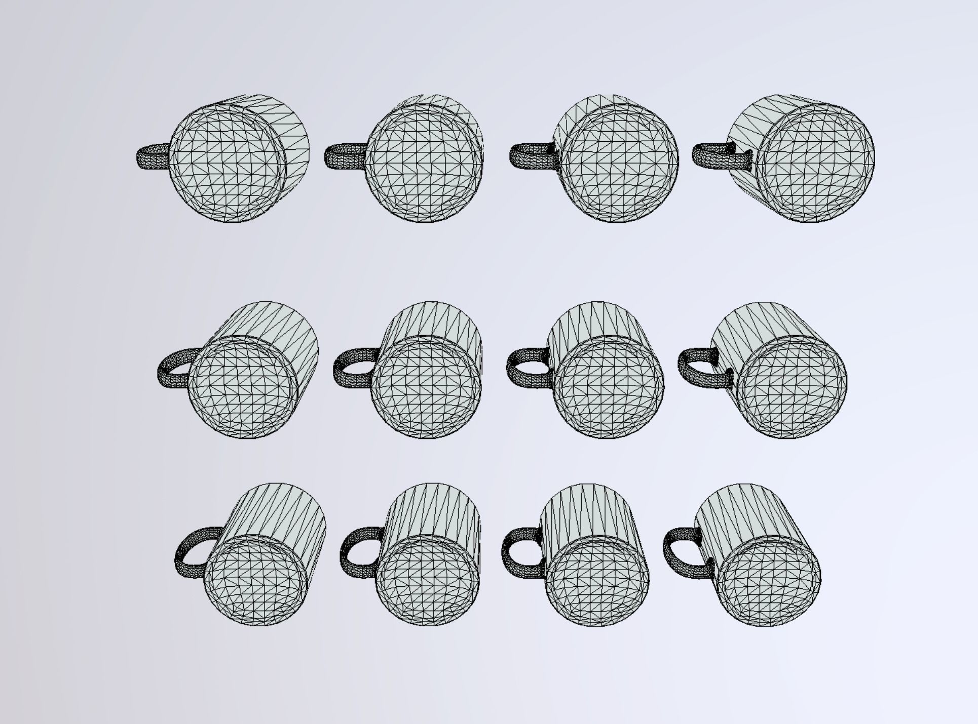 12 Mugs Porcelain PBR Low Poly VR AR Low-poly 3D model_10