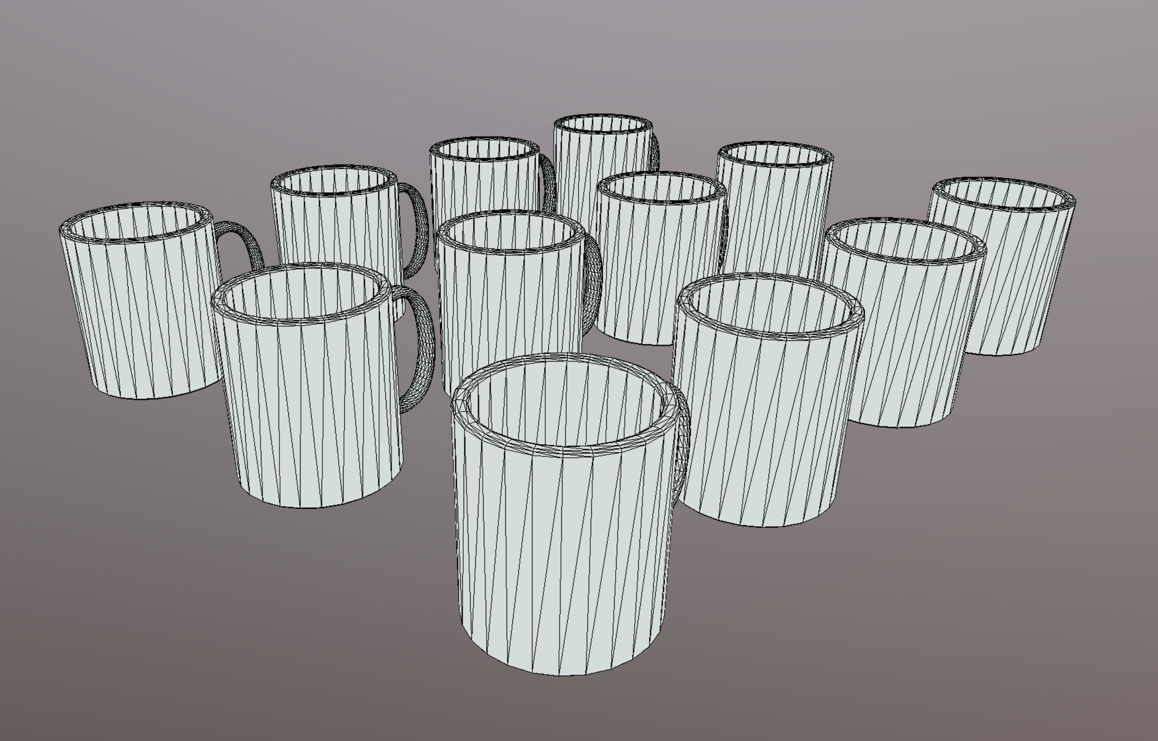 12 Mugs Porcelain PBR Low Poly VR AR Low-poly 3D model_8