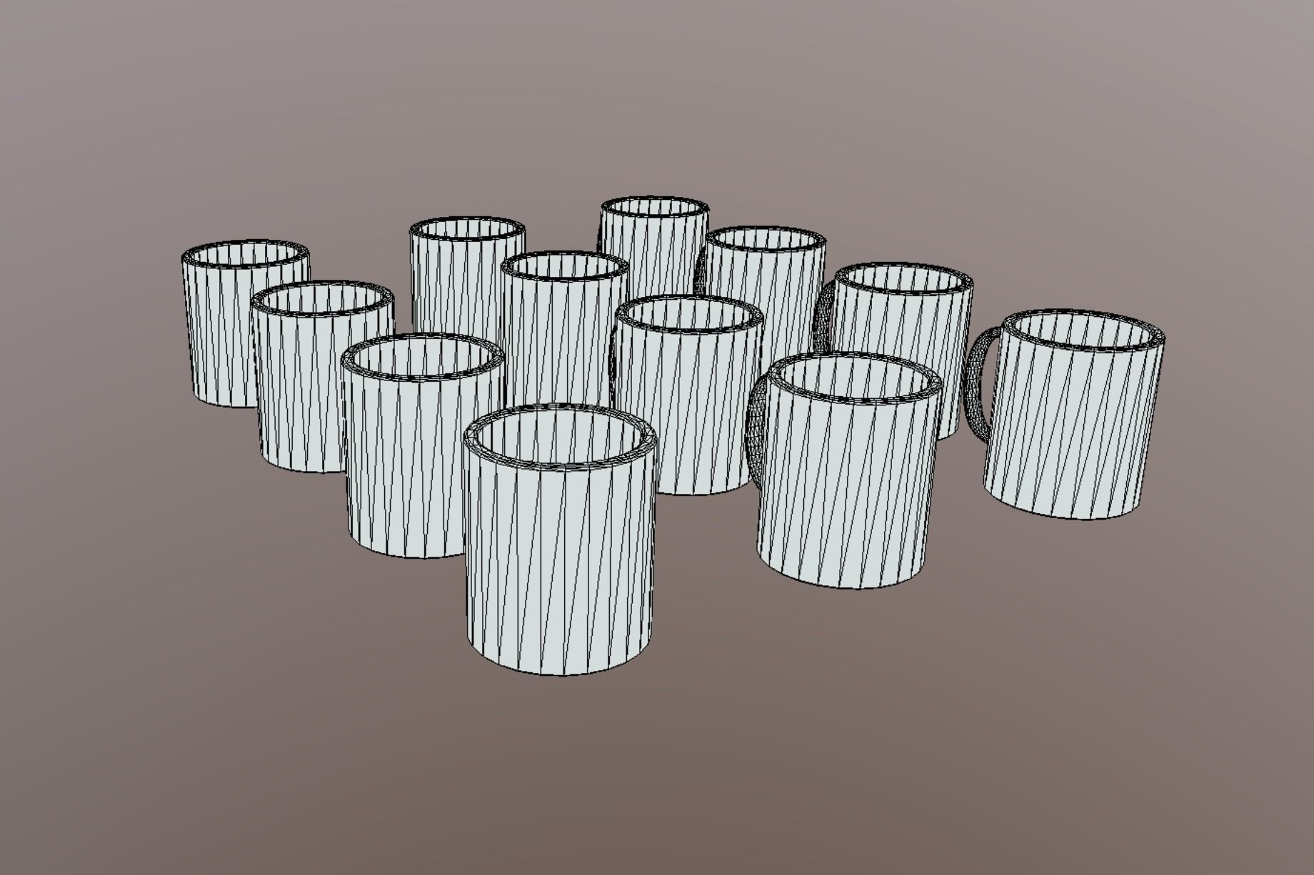 12 Mugs Porcelain PBR Low Poly VR AR Low-poly 3D model_9