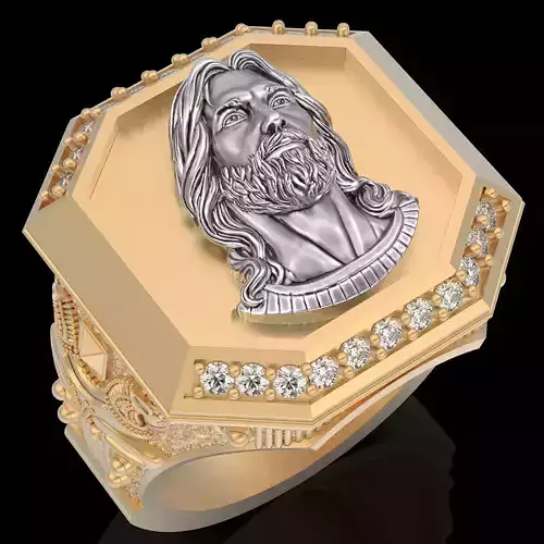 Jesus ring sterling gold printable jewelry 3D model