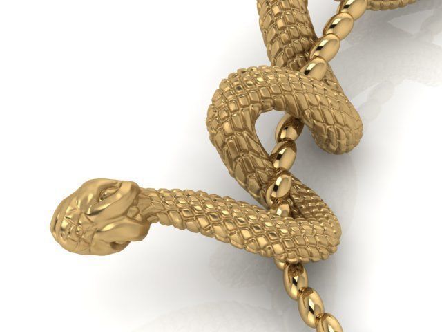 Snake pendant 3D print model_16