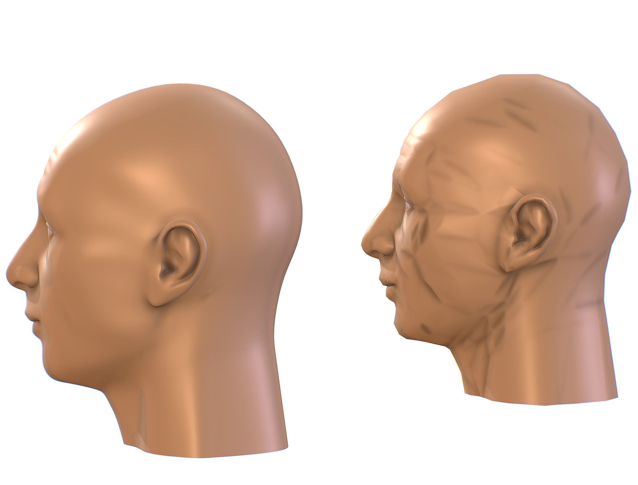 subdivision 3d model bald mans head Low-poly 3D model_8