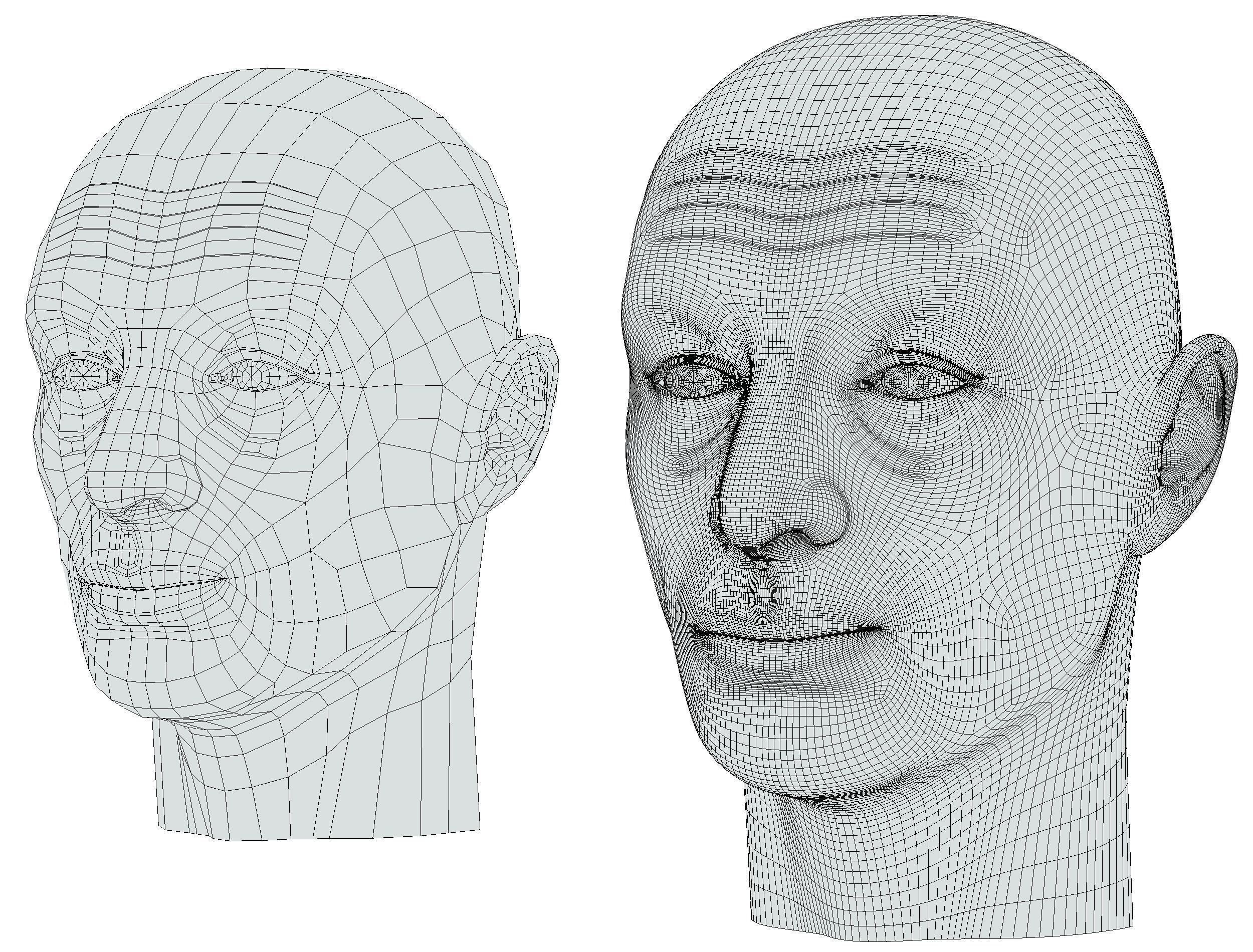 subdivision 3d model bald mans head Low-poly 3D model_18