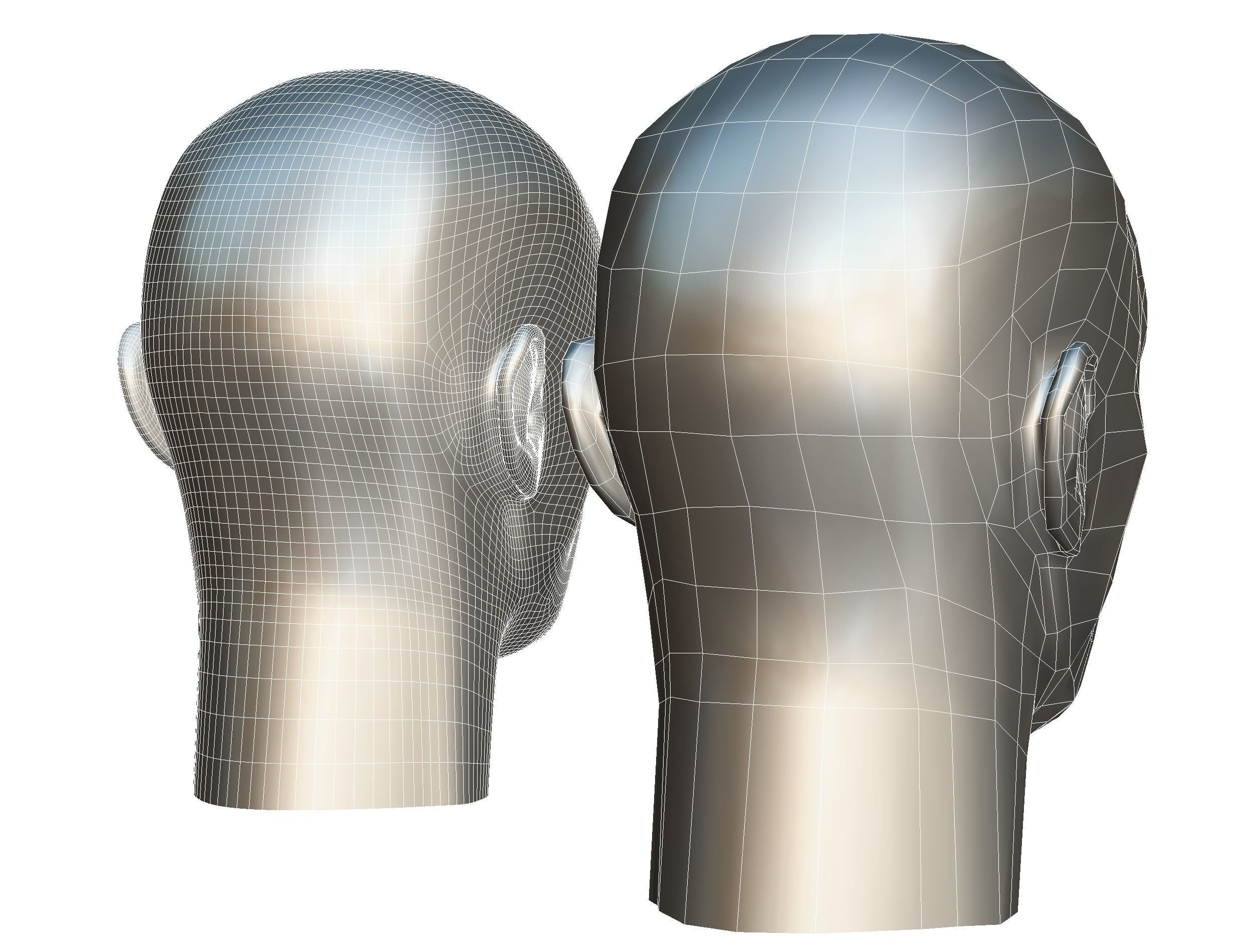 subdivision 3d model bald mans head Low-poly 3D model_20