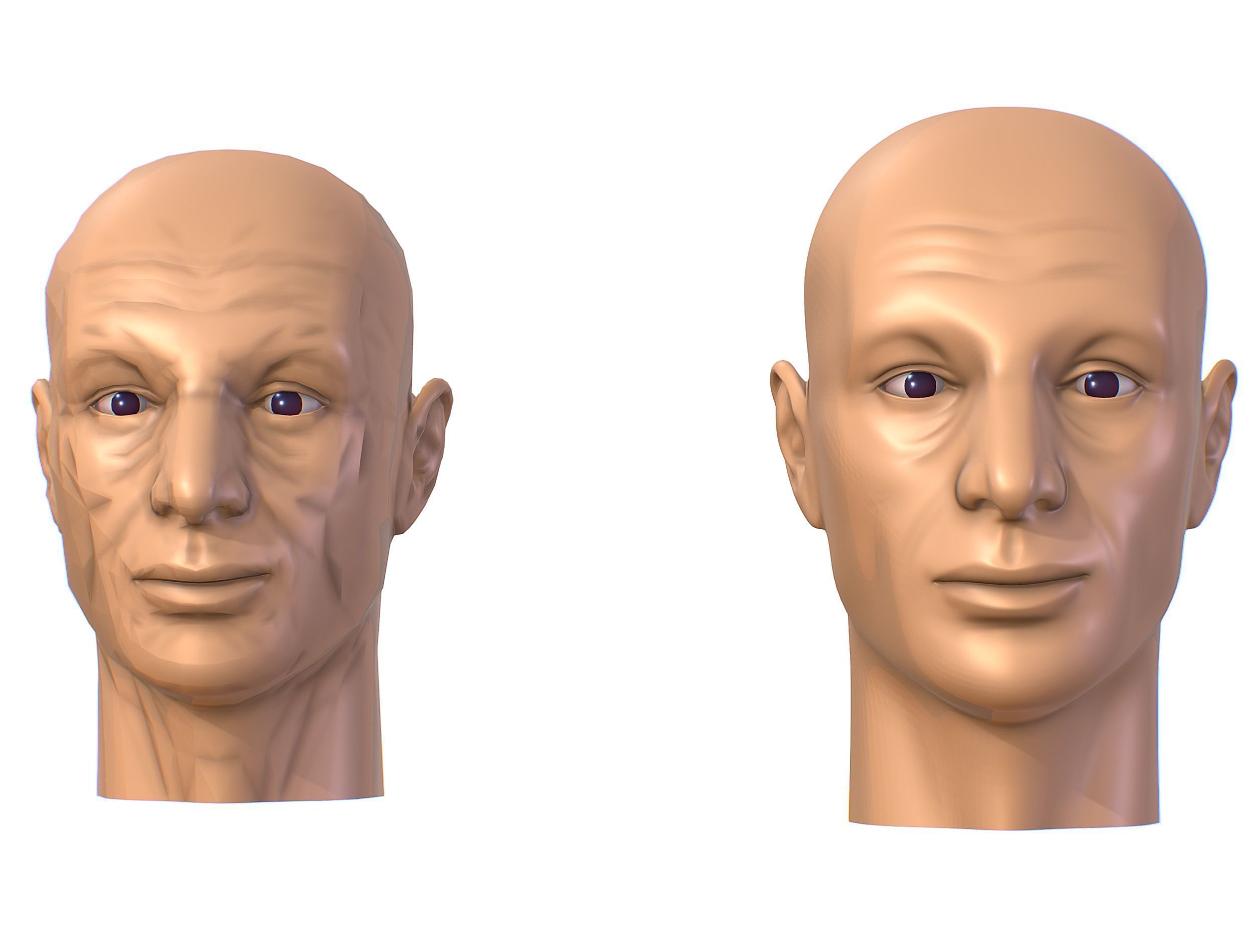 subdivision 3d model bald mans head Low-poly 3D model_1