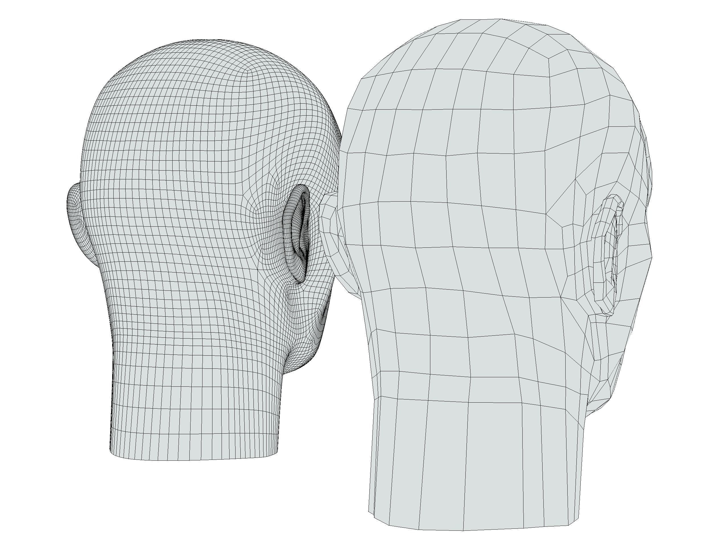 subdivision 3d model bald mans head Low-poly 3D model_22