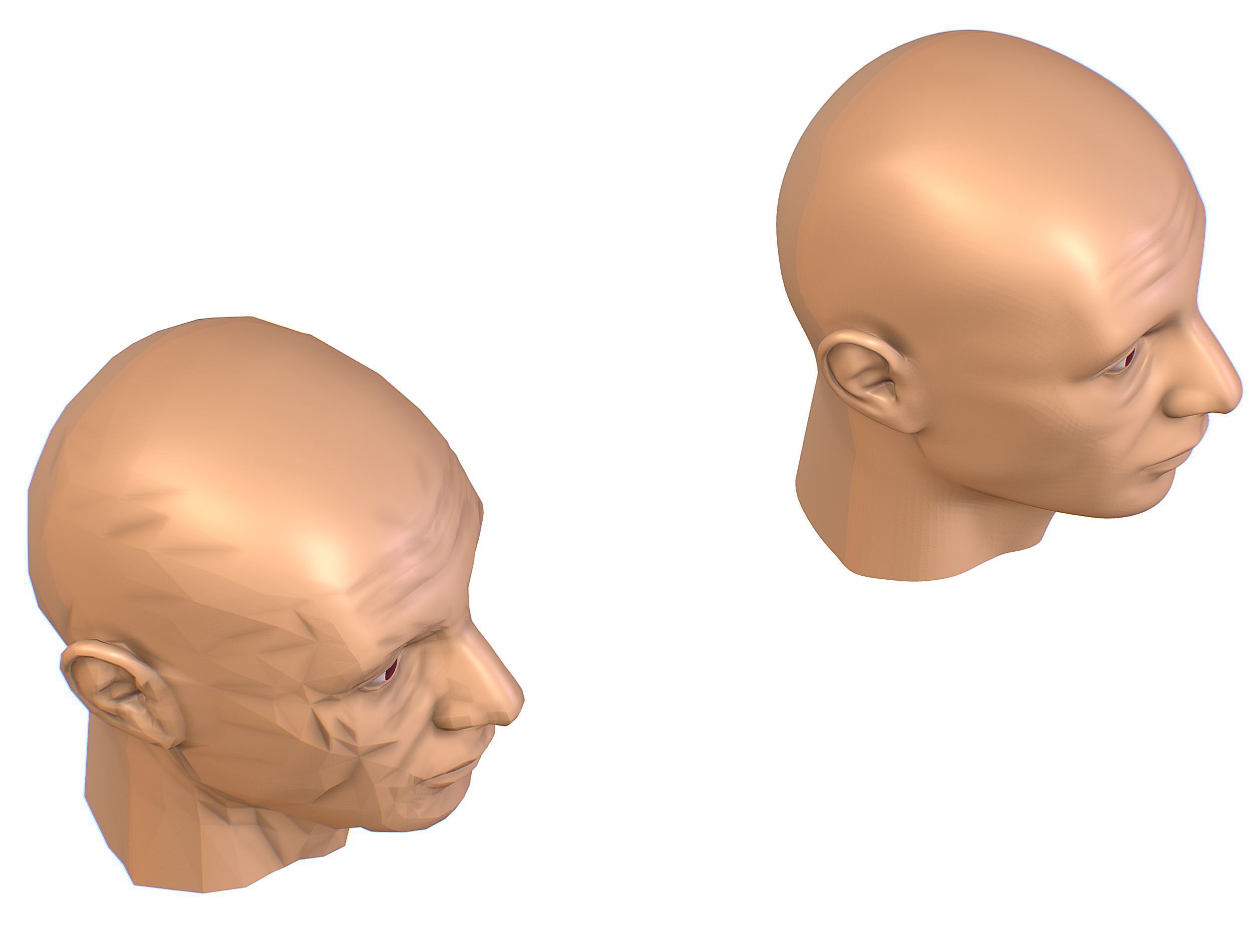 subdivision 3d model bald mans head Low-poly 3D model_12