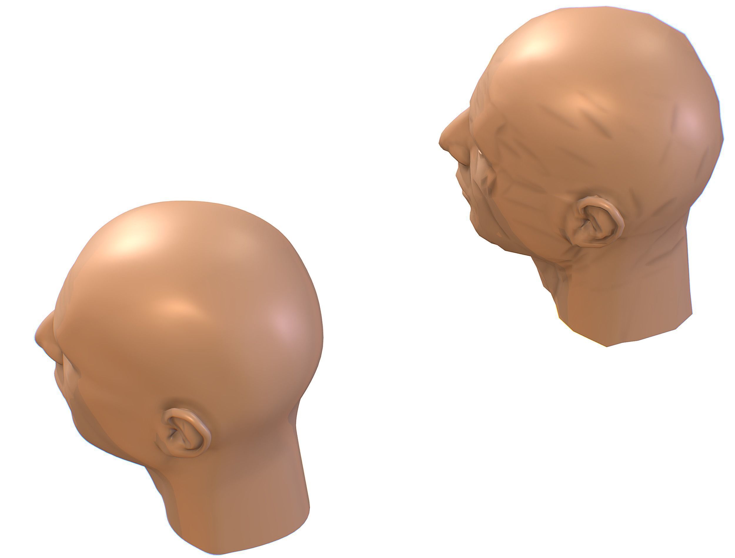 subdivision 3d model bald mans head Low-poly 3D model_14