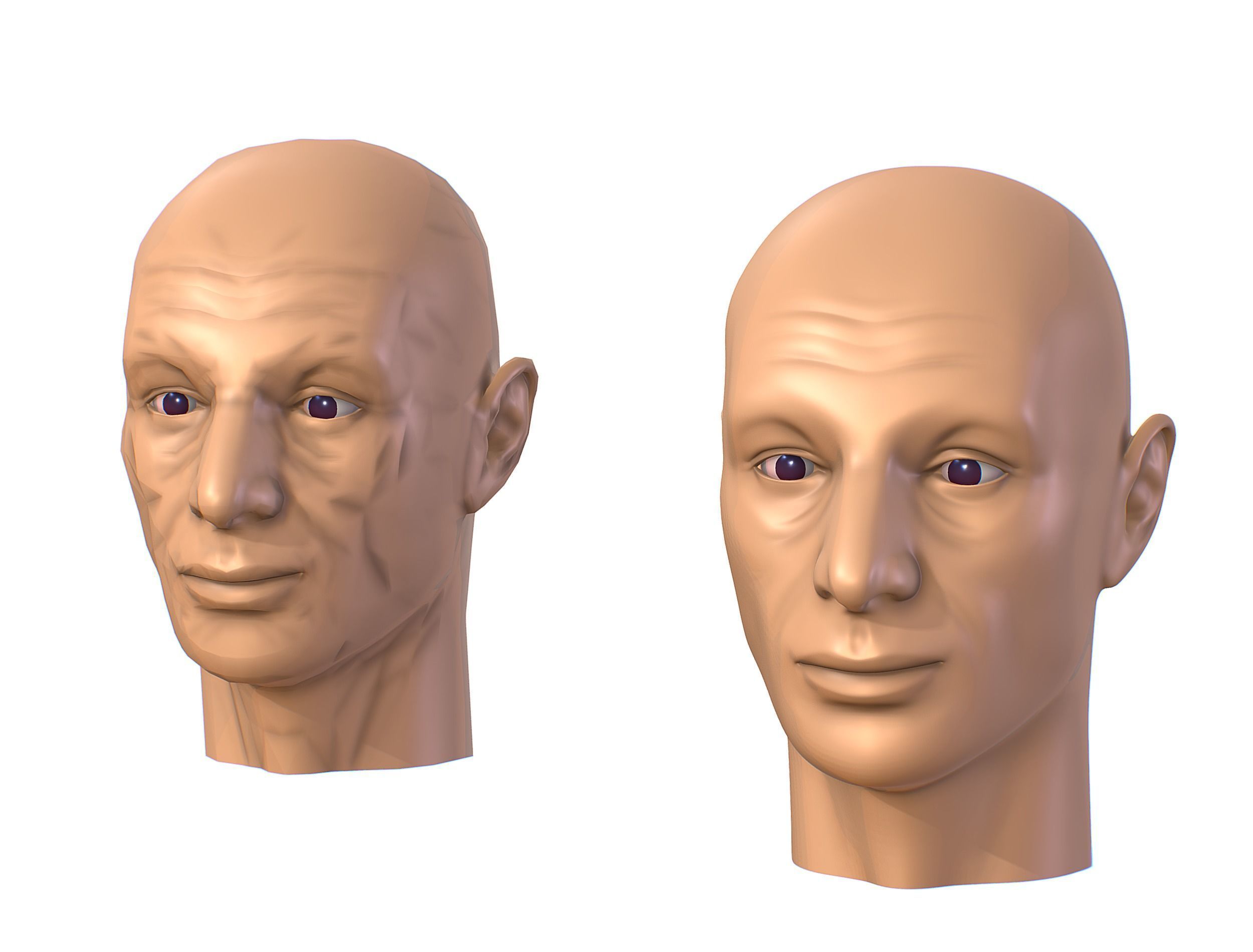 subdivision 3d model bald mans head Low-poly 3D model_10
