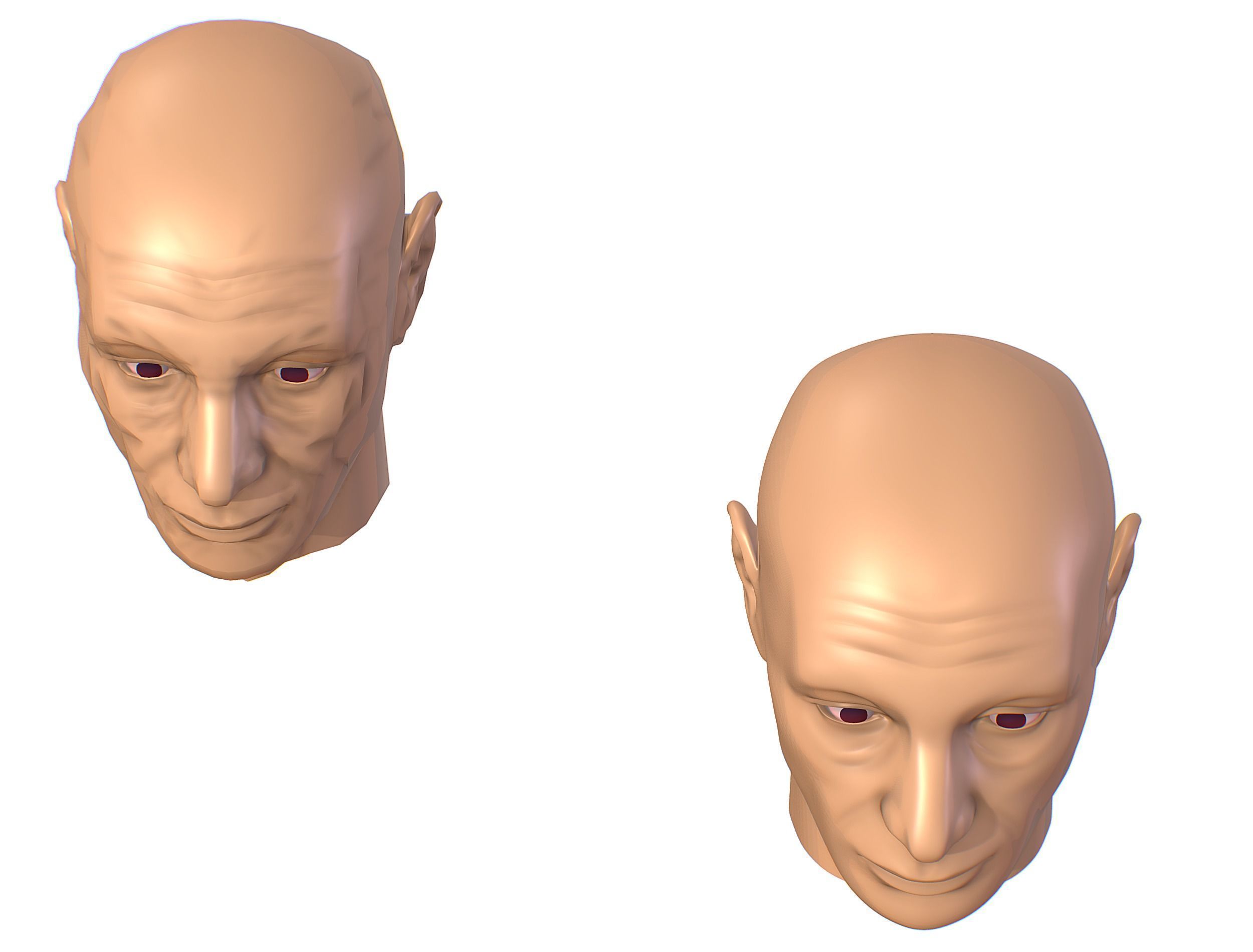 subdivision 3d model bald mans head Low-poly 3D model_11