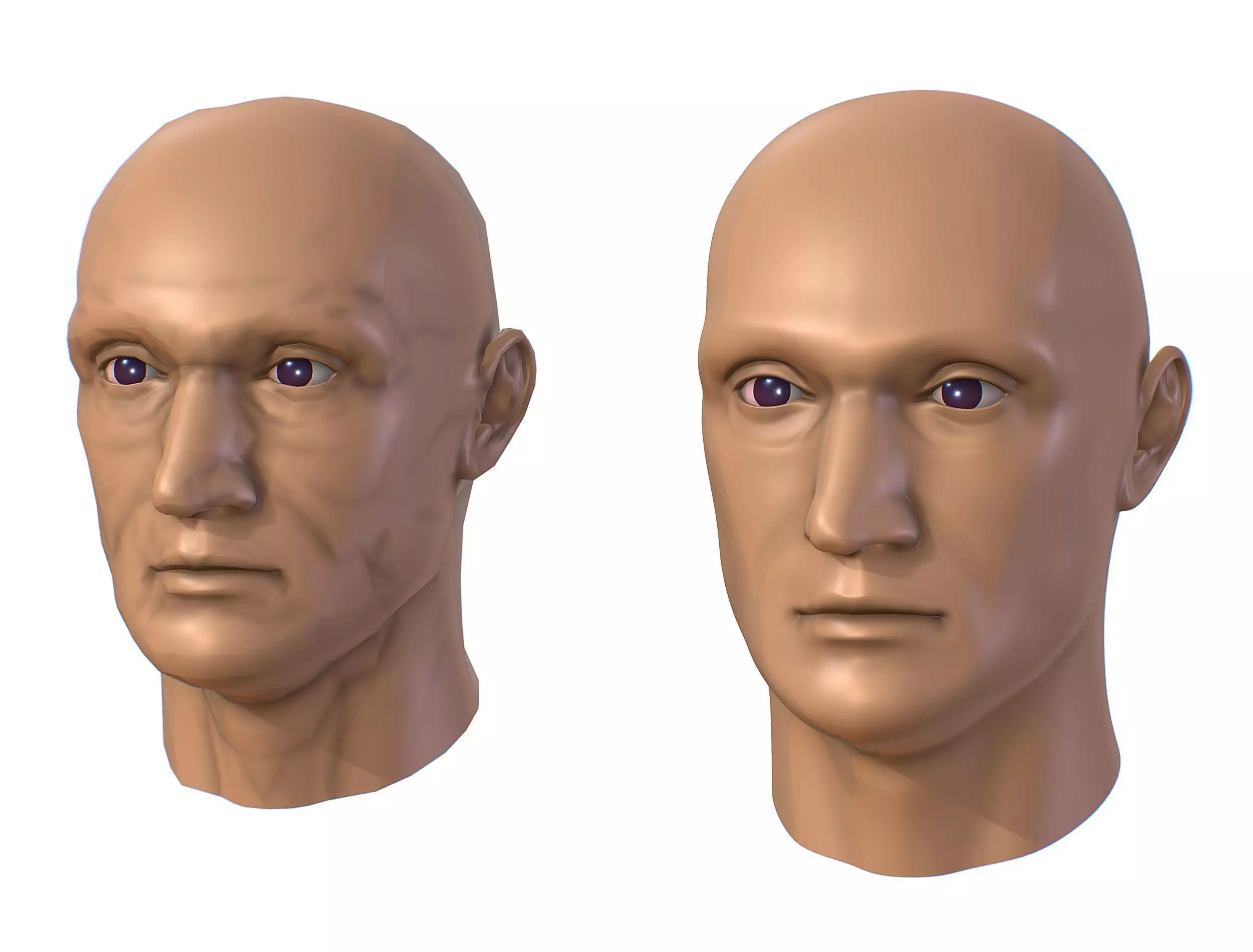 subdivision 3d model bald mans head Low-poly 3D model_0