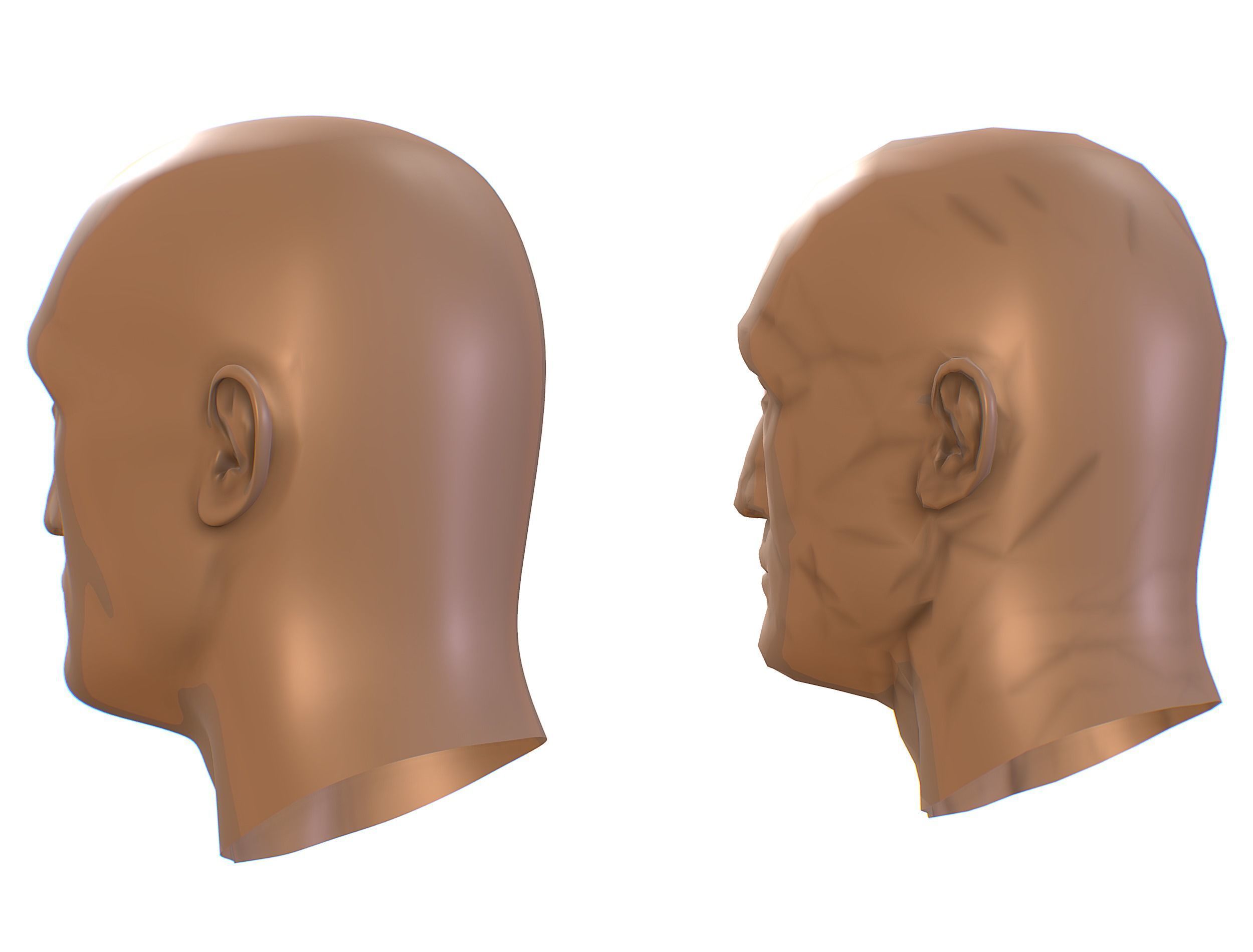 subdivision 3d model bald mans head Low-poly 3D model_5