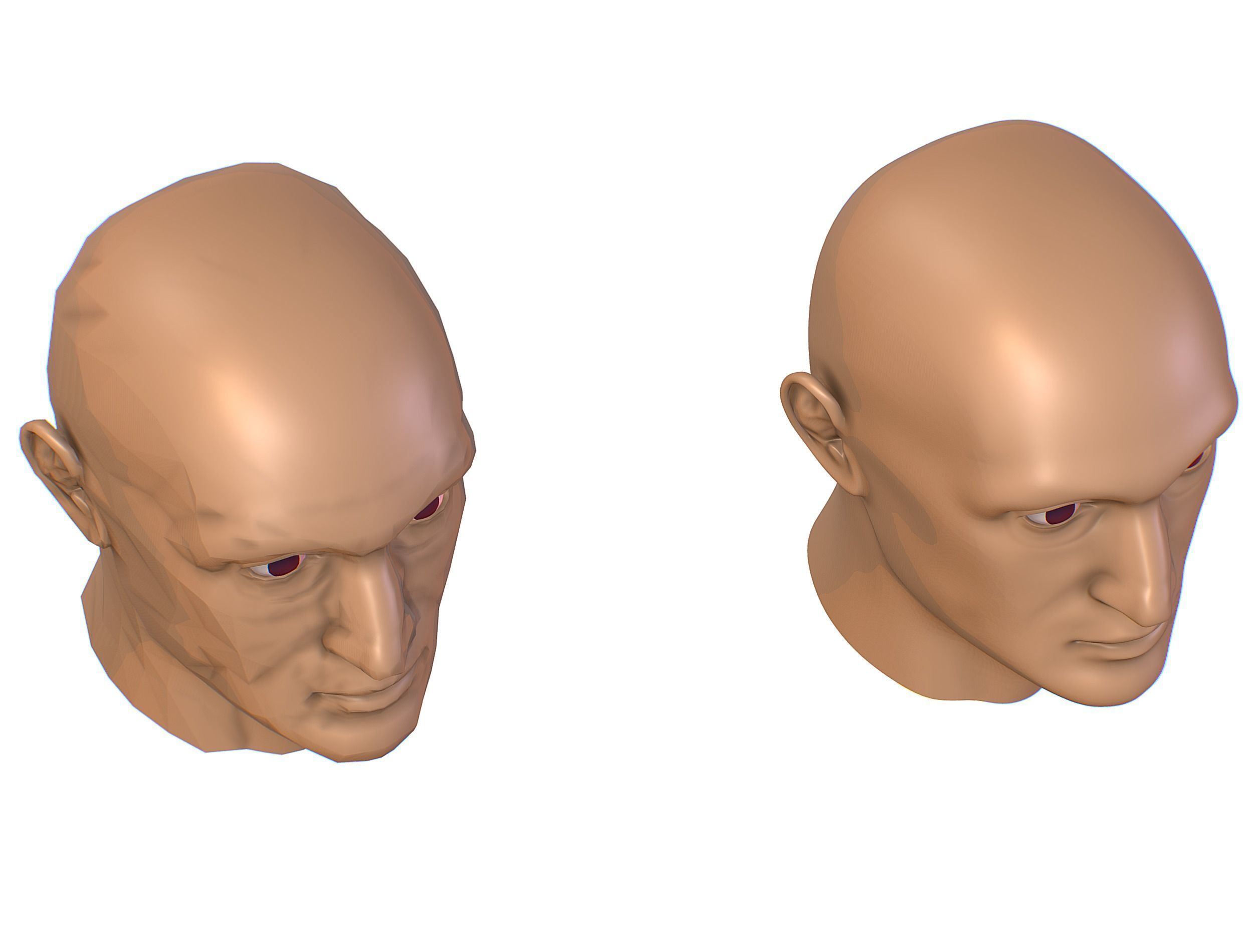 subdivision 3d model bald mans head Low-poly 3D model_14
