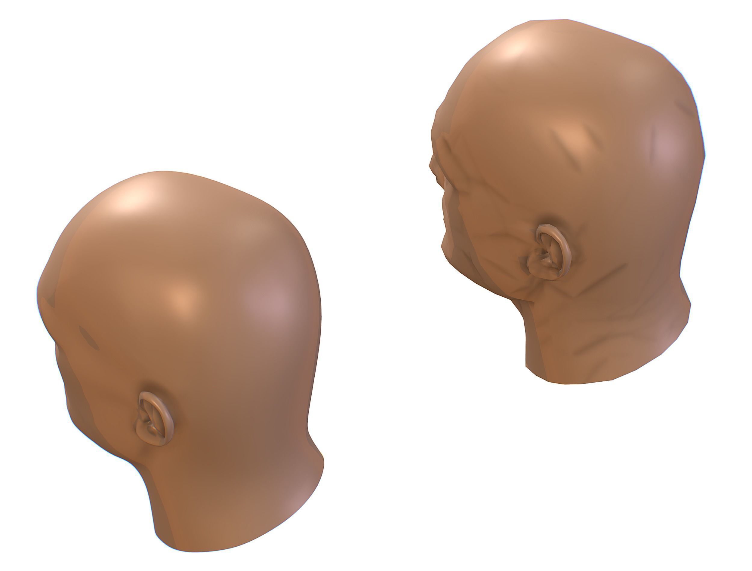 subdivision 3d model bald mans head Low-poly 3D model_15