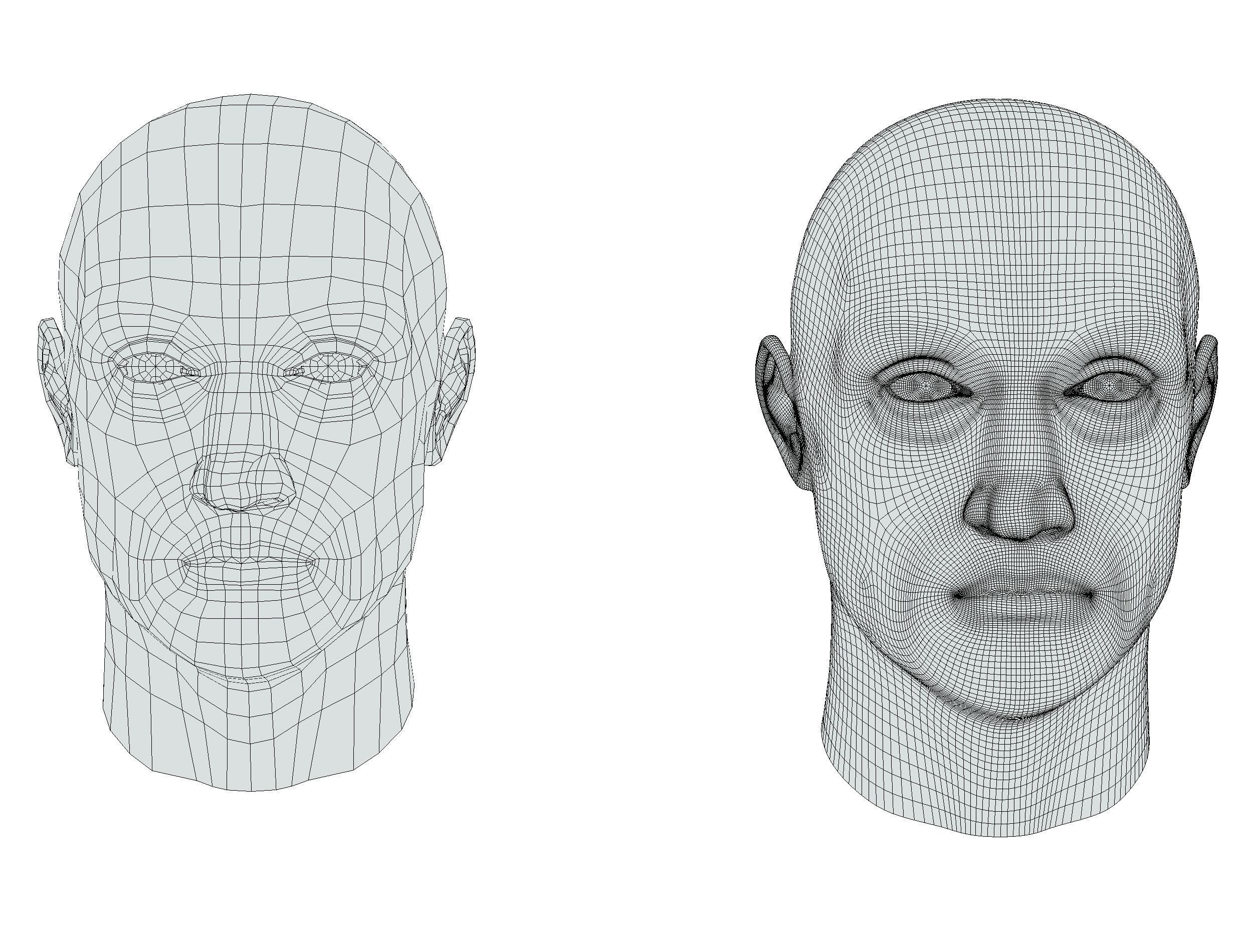 subdivision 3d model bald mans head Low-poly 3D model_20