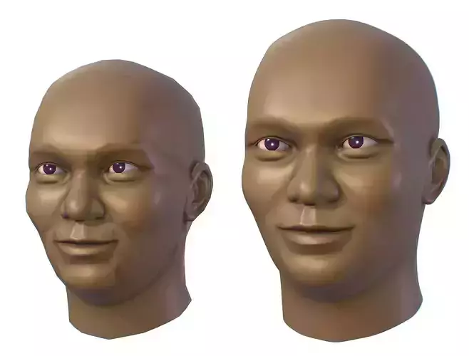 subdivision 3d model bald mans head Low-poly 3D model