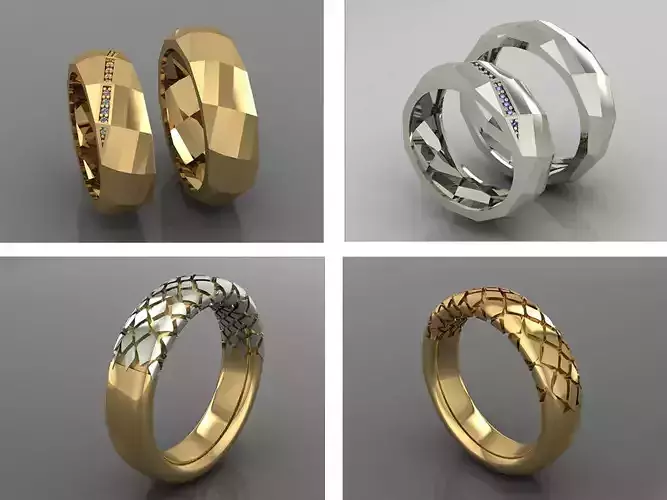 Rings collection 3D Print 3D print model 3D model four differ...
