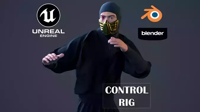 Ninja 03 Rig Low-poly 3D model