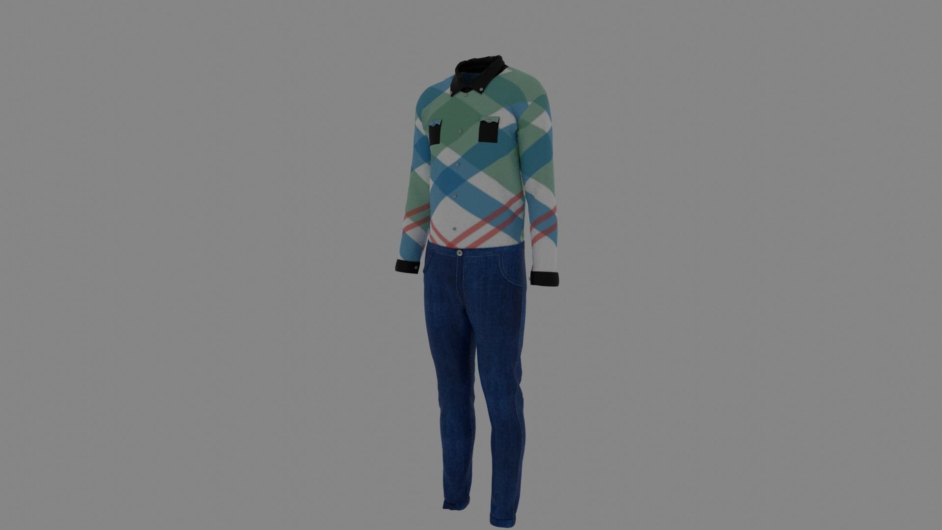 Man Clothes Low-poly 3D model_1