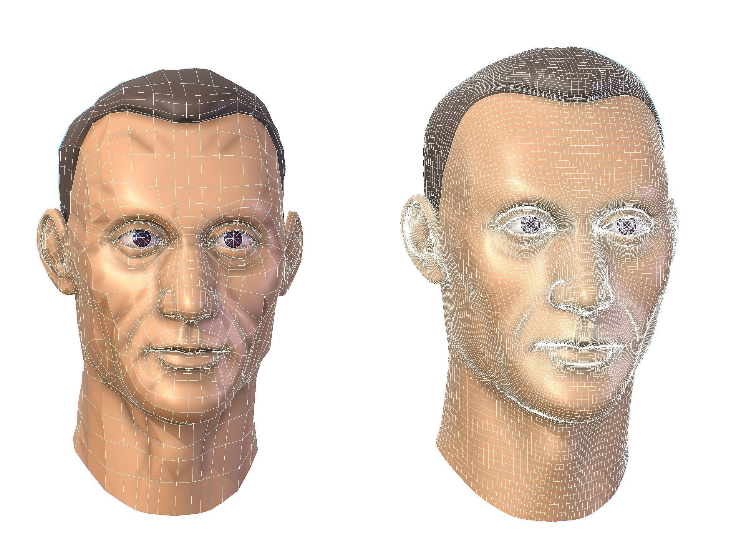 subdivision 3d model mans head Low-poly 3D model_17