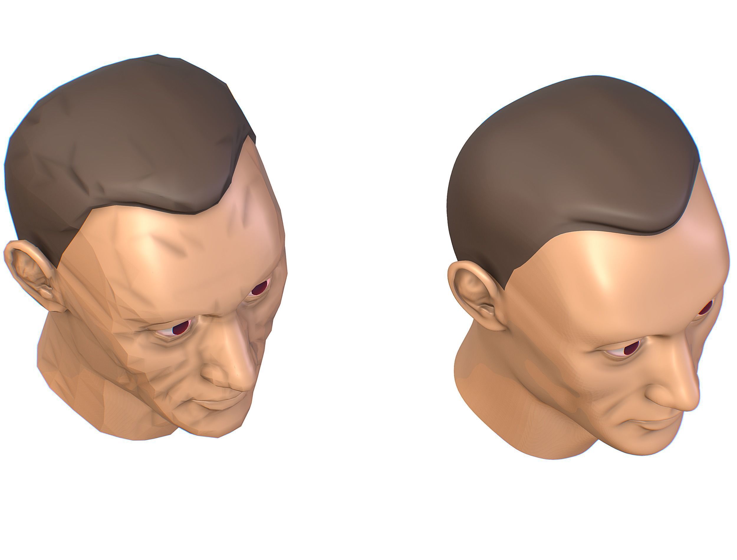 subdivision 3d model mans head Low-poly 3D model_14