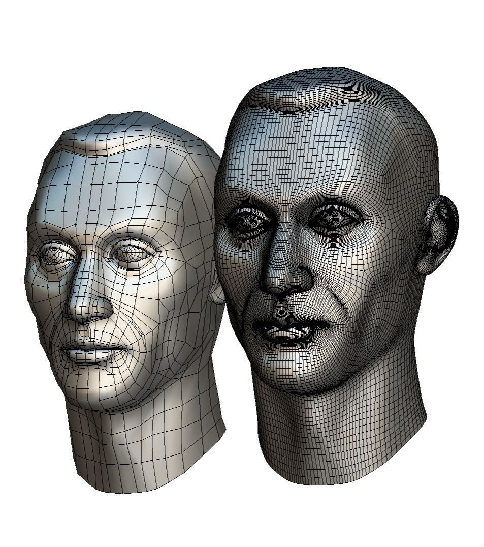 subdivision 3d model mans head Low-poly 3D model_21