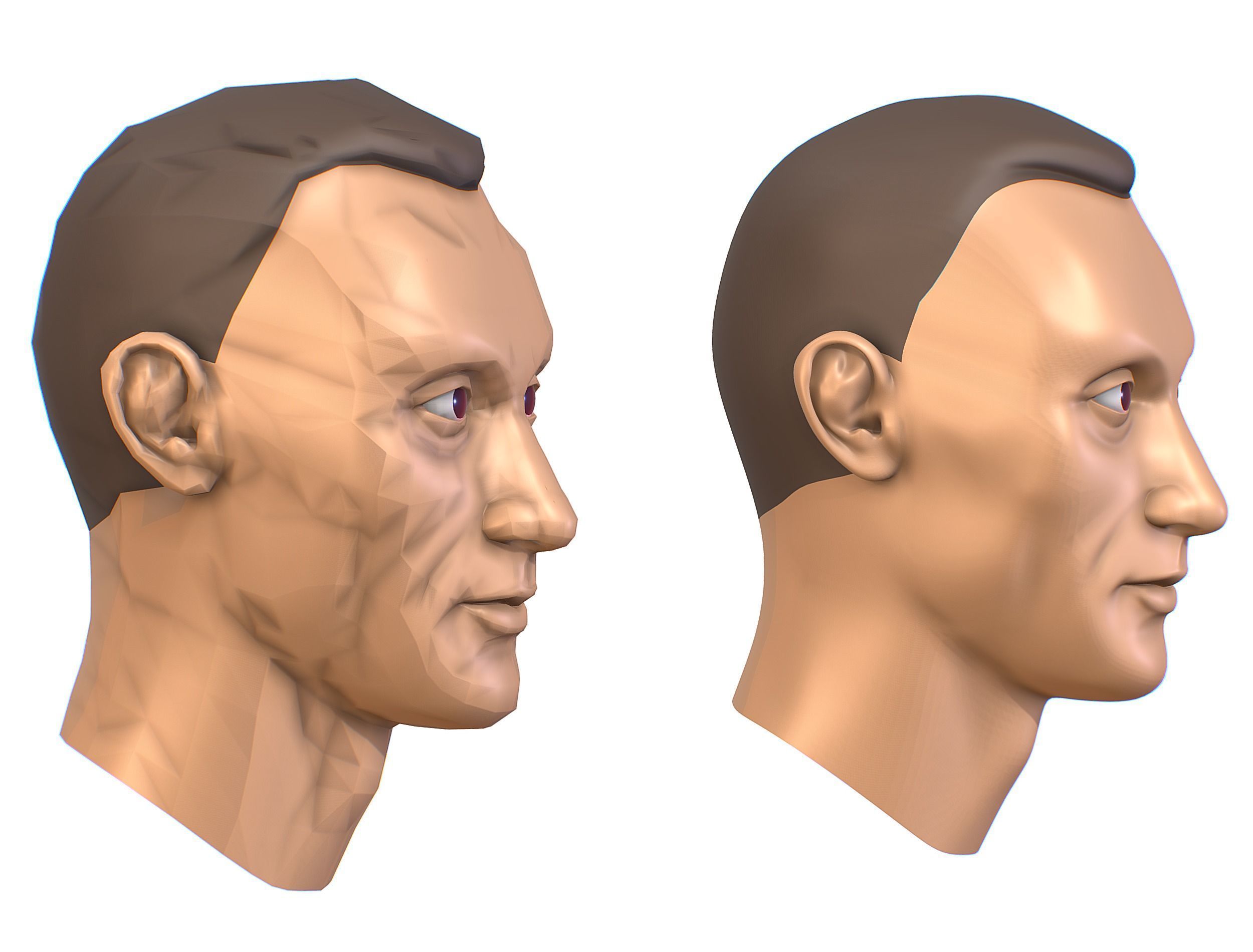 subdivision 3d model mans head Low-poly 3D model_10