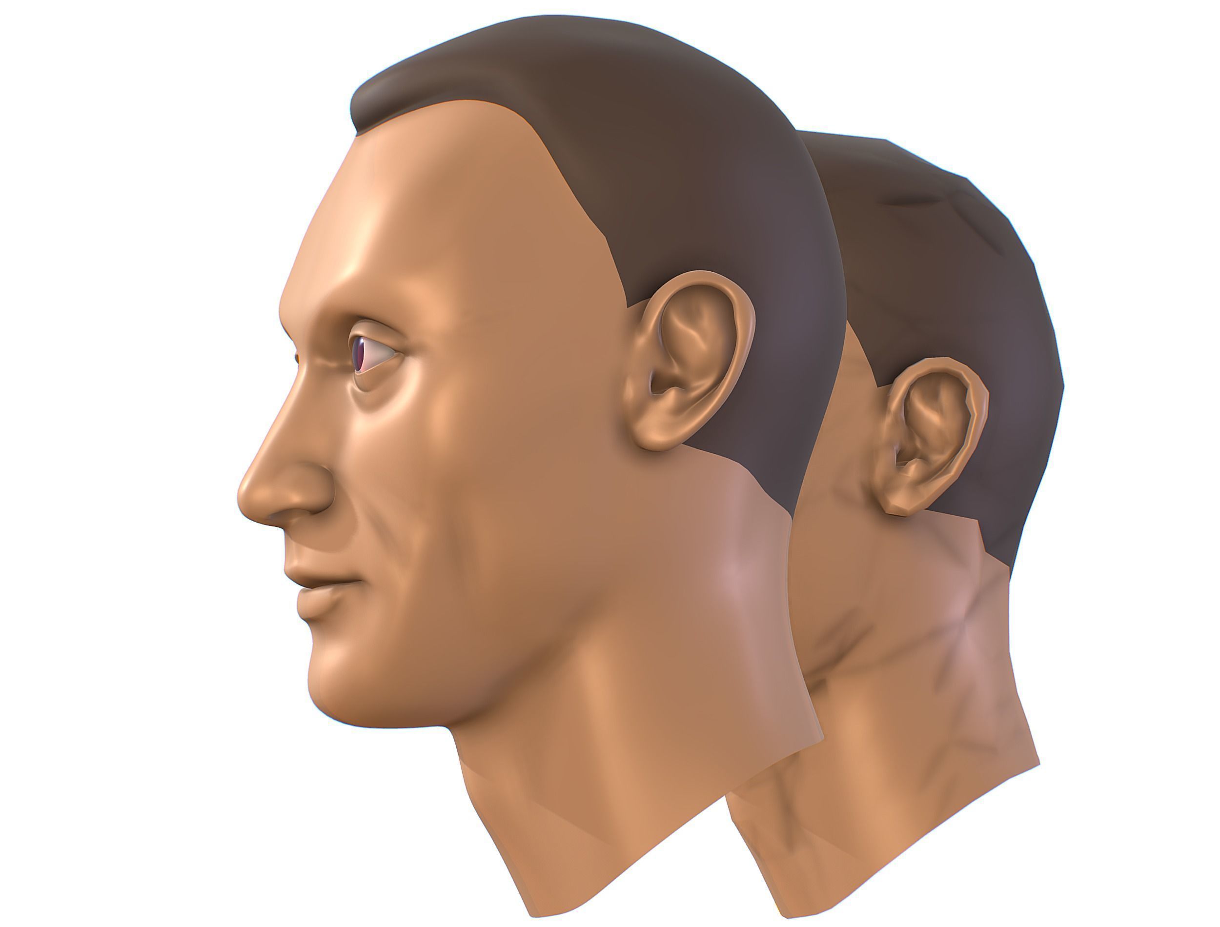 subdivision 3d model mans head Low-poly 3D model_3
