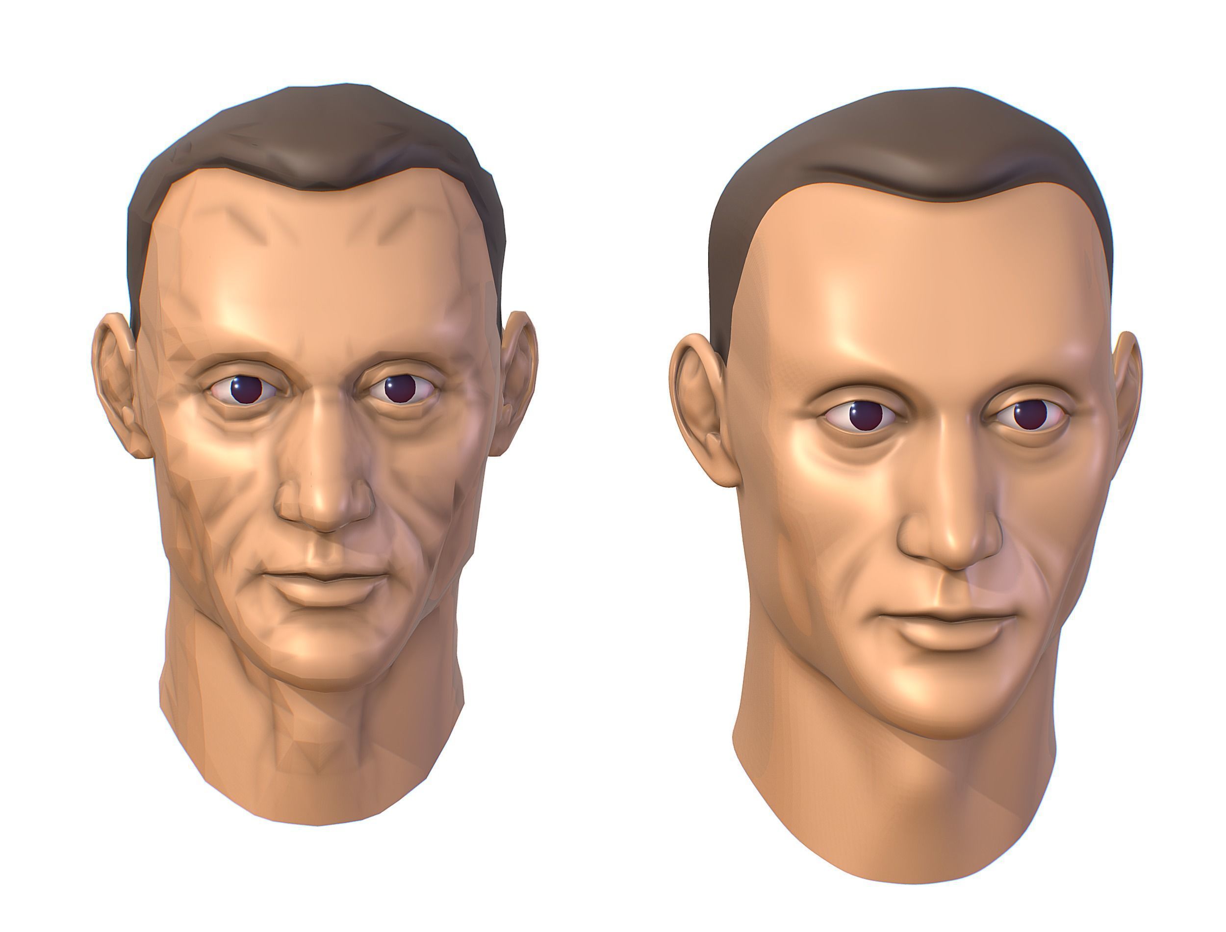 subdivision 3d model mans head Low-poly 3D model_12