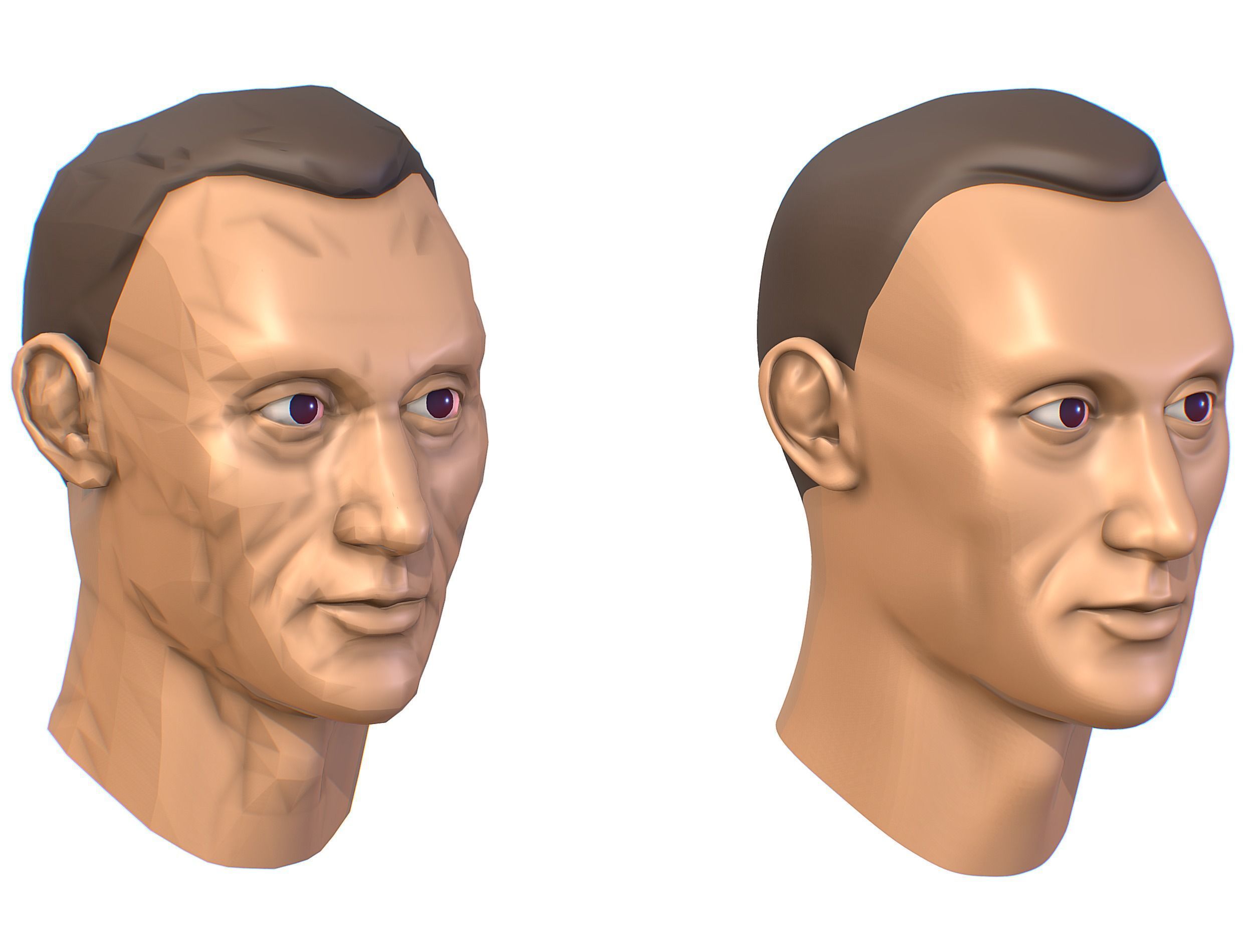 subdivision 3d model mans head Low-poly 3D model_11