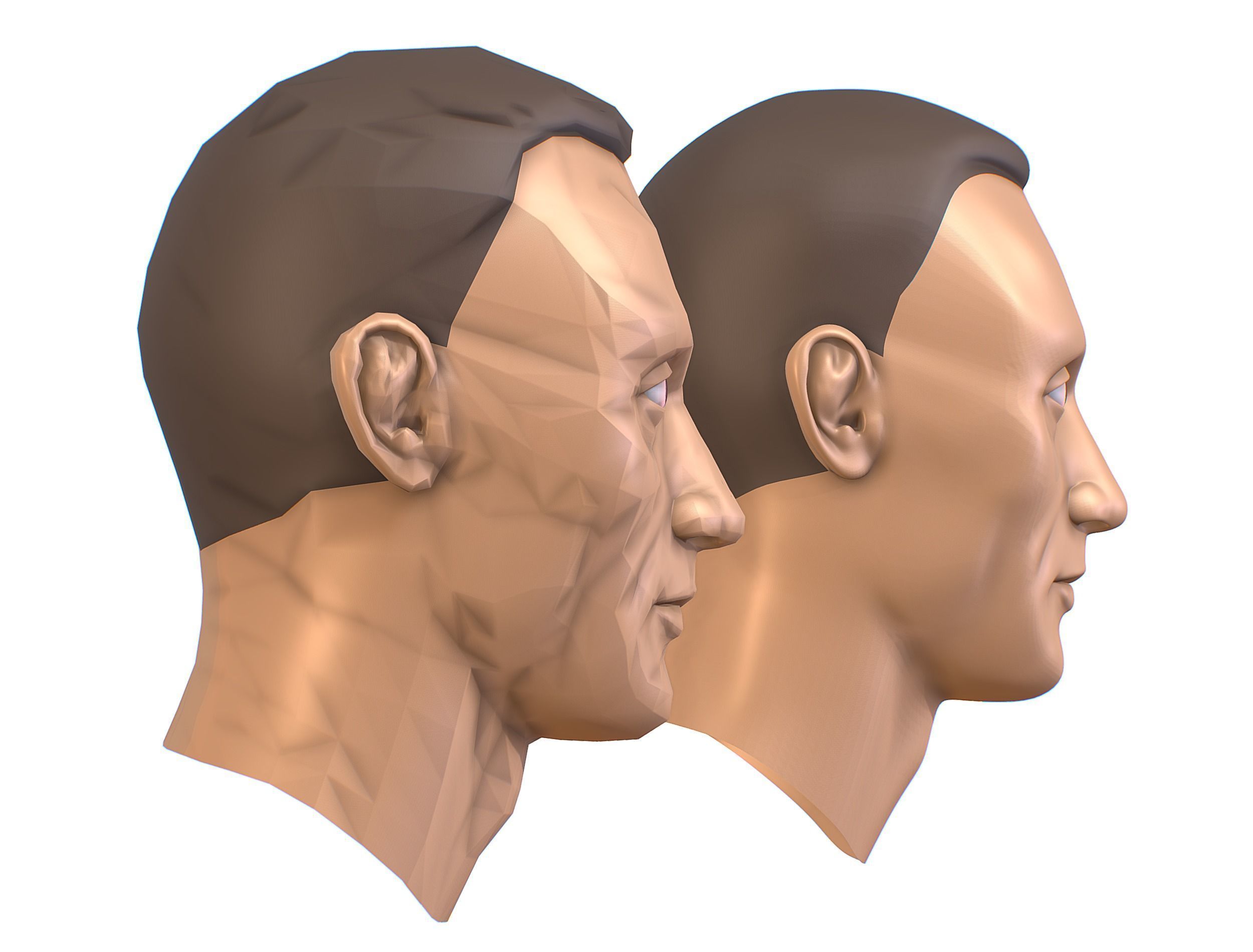 subdivision 3d model mans head Low-poly 3D model_9