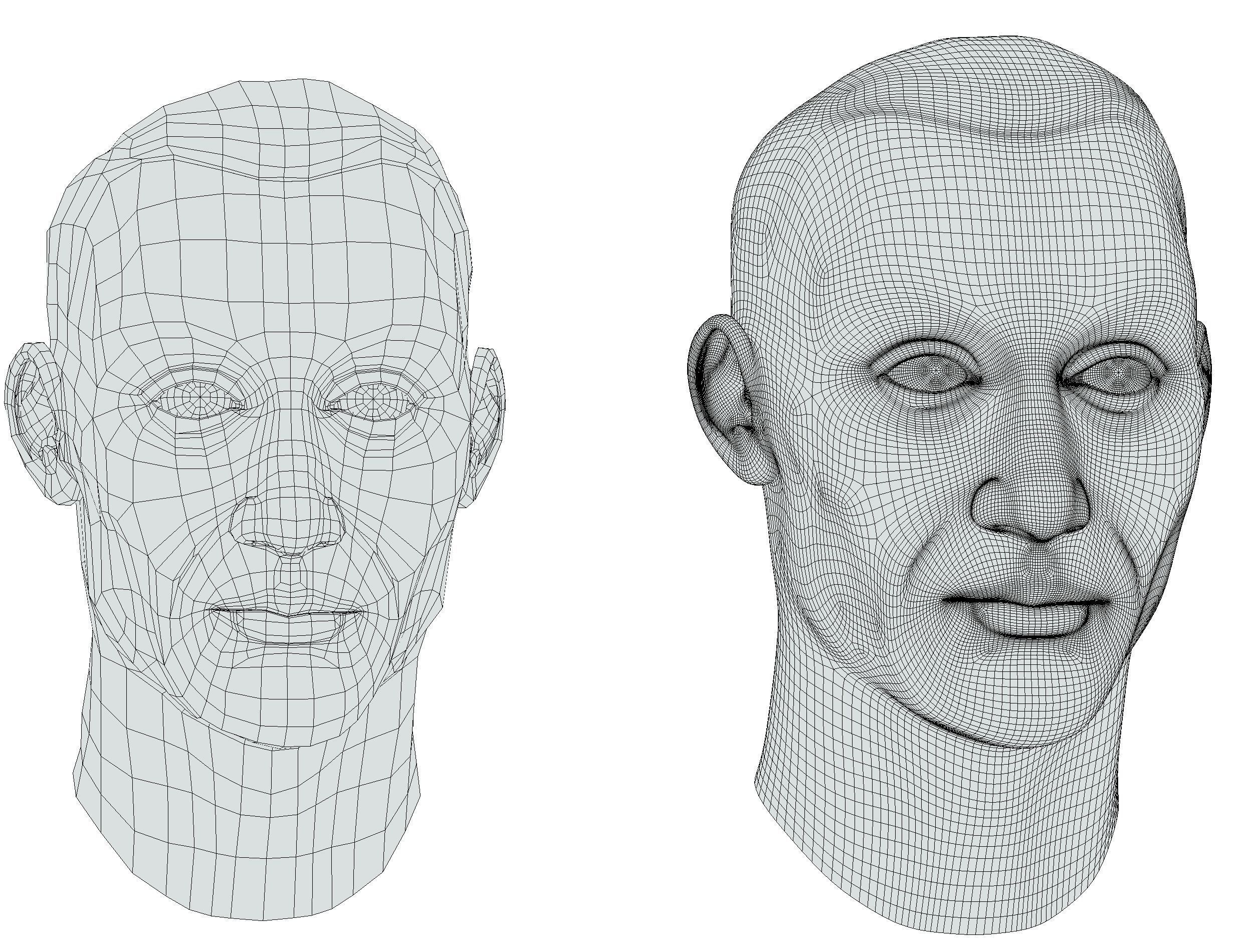 subdivision 3d model mans head Low-poly 3D model_20