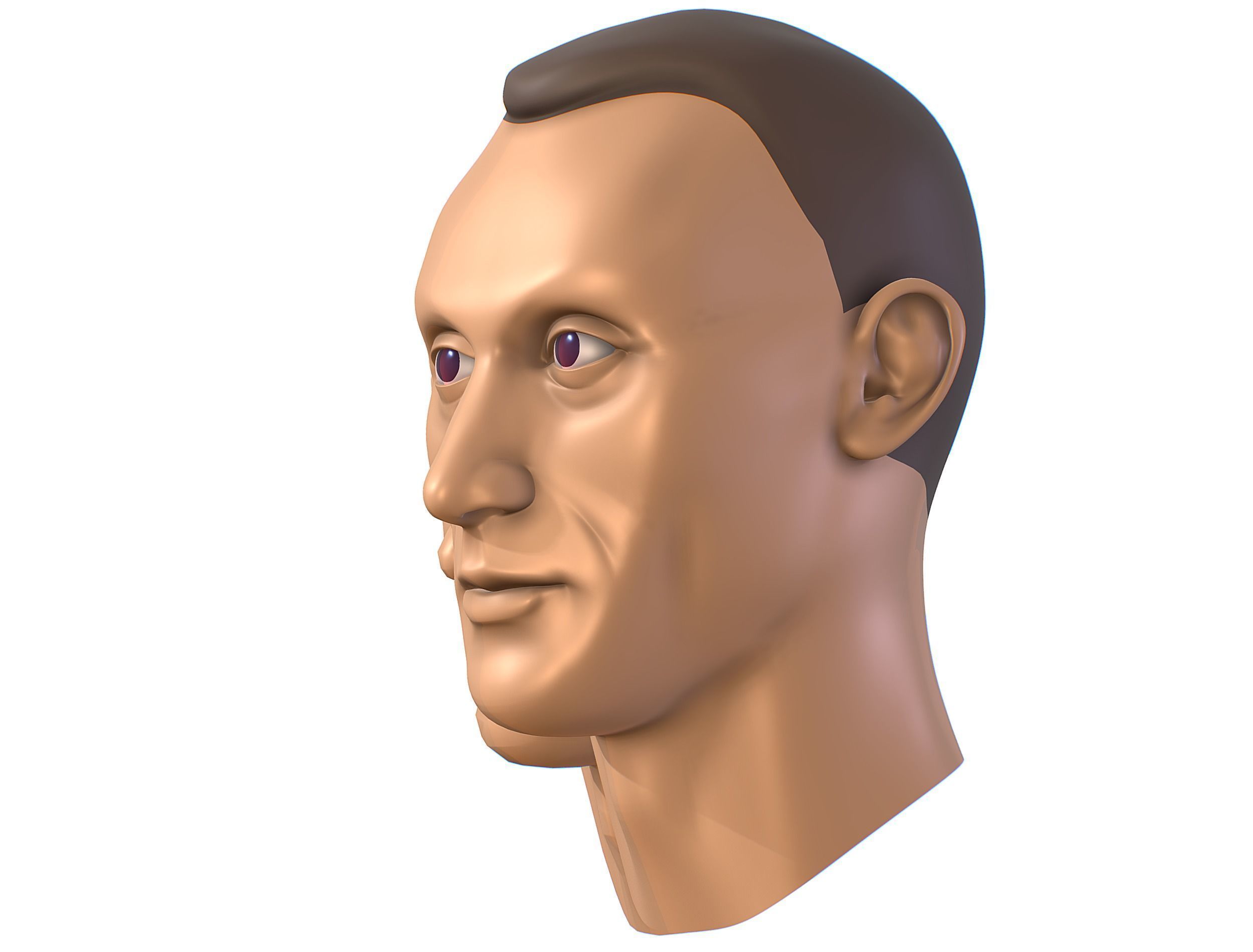 subdivision 3d model mans head Low-poly 3D model_2