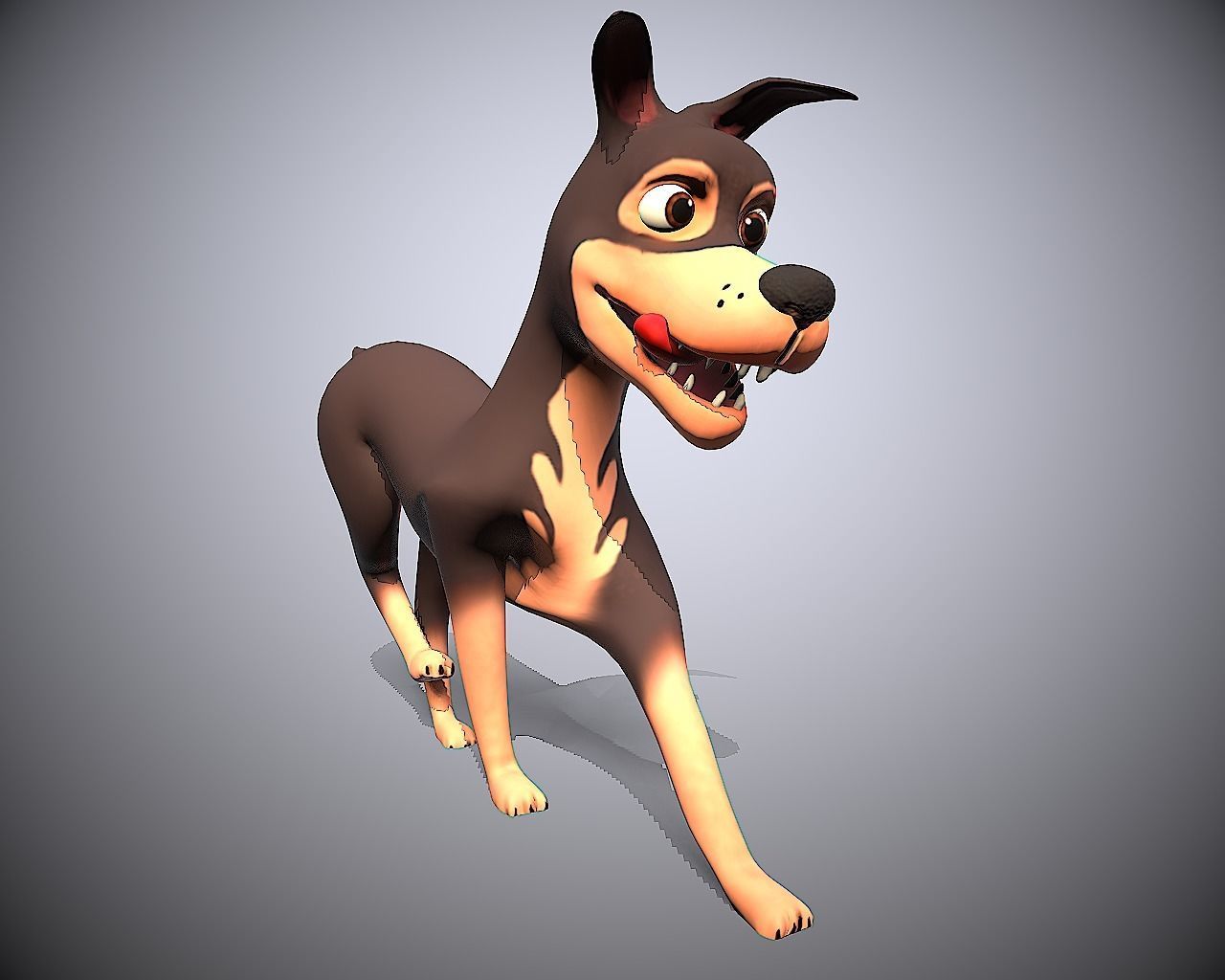 cartoon ward dog Low-poly 3D model_10