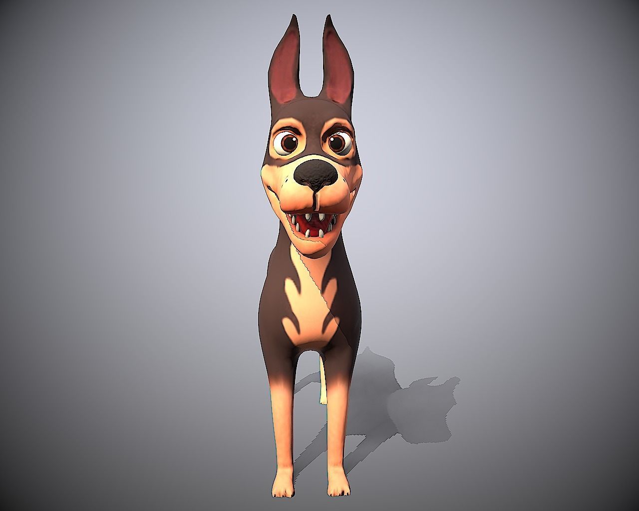 cartoon ward dog Low-poly 3D model_8