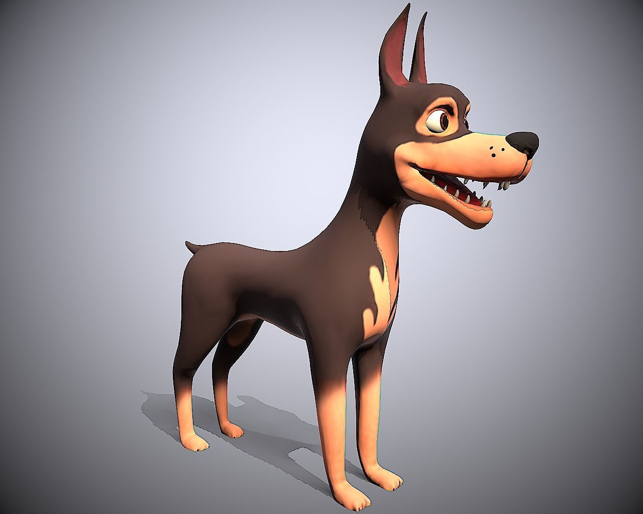 cartoon ward dog Low-poly 3D model_3