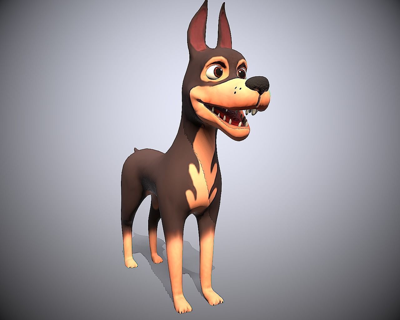 cartoon ward dog Low-poly 3D model_2