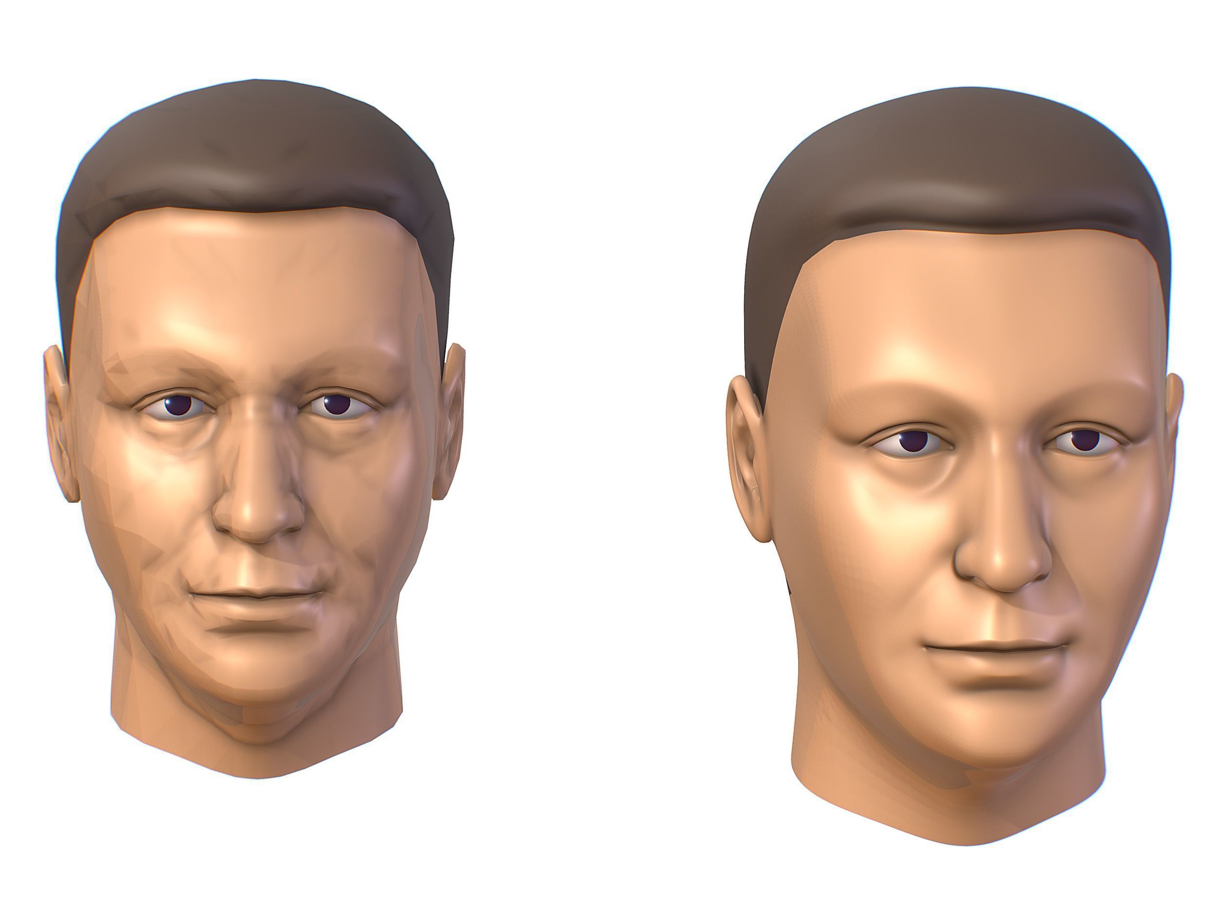 subdivision 3d model mans head Low-poly 3D model_11