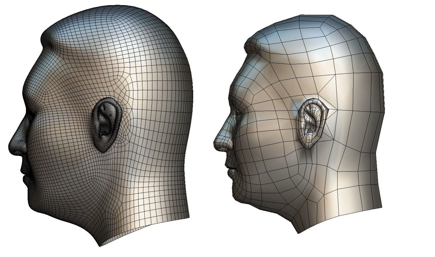 subdivision 3d model mans head Low-poly 3D model_21