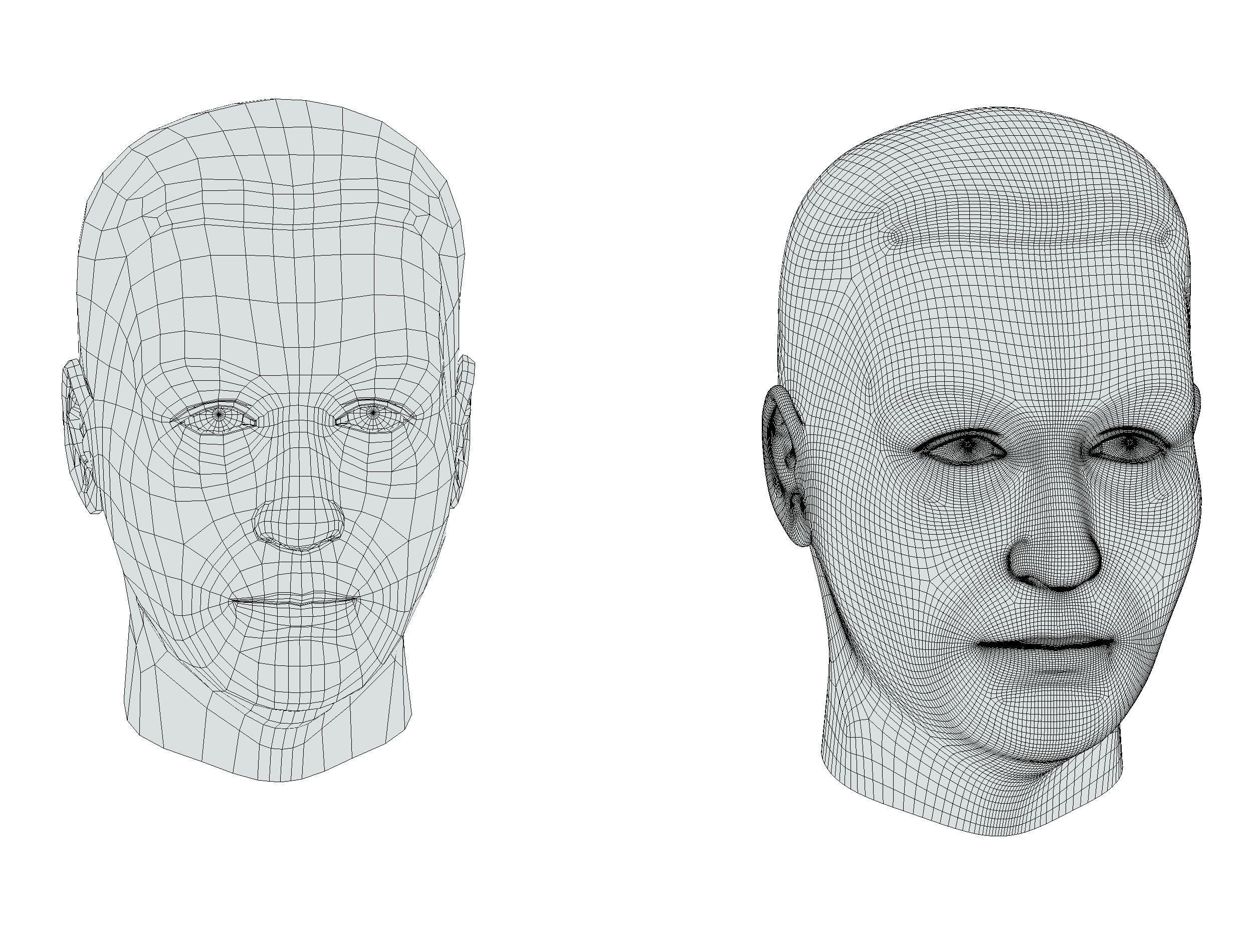 subdivision 3d model mans head Low-poly 3D model_20