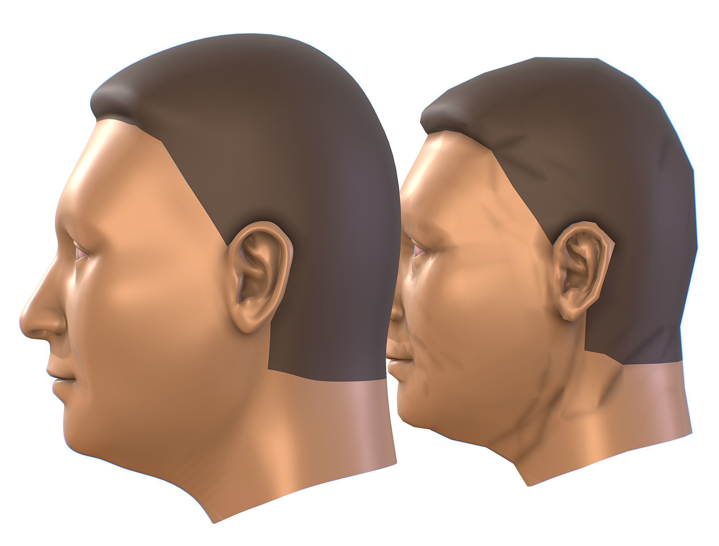 subdivision 3d model mans head Low-poly 3D model_3