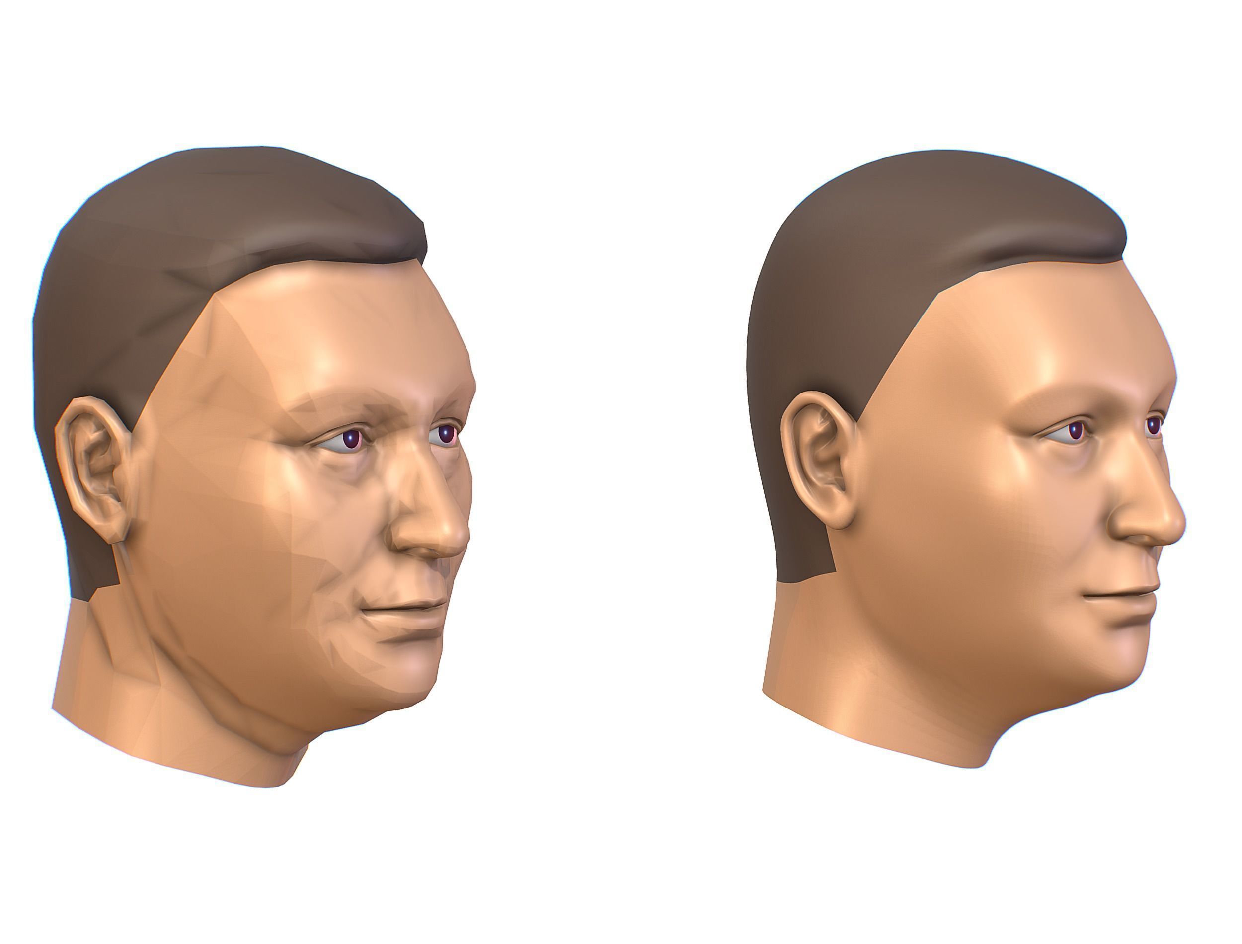 subdivision 3d model mans head Low-poly 3D model_10