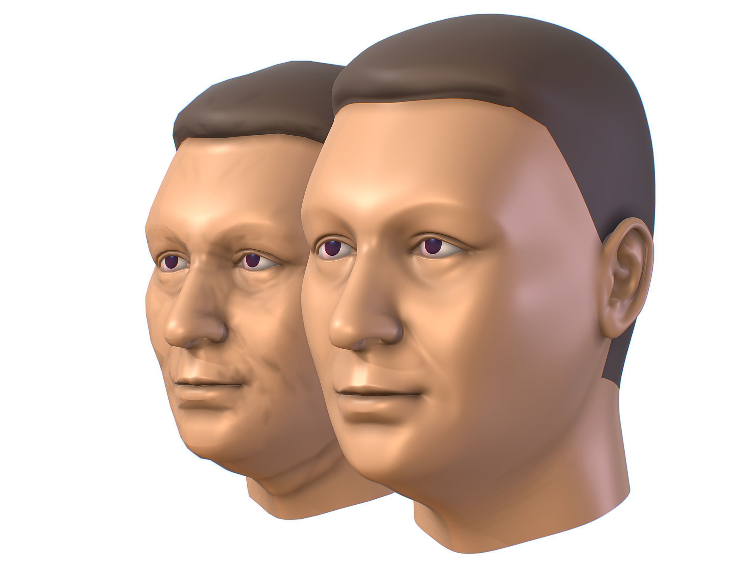 subdivision 3d model mans head Low-poly 3D model_1